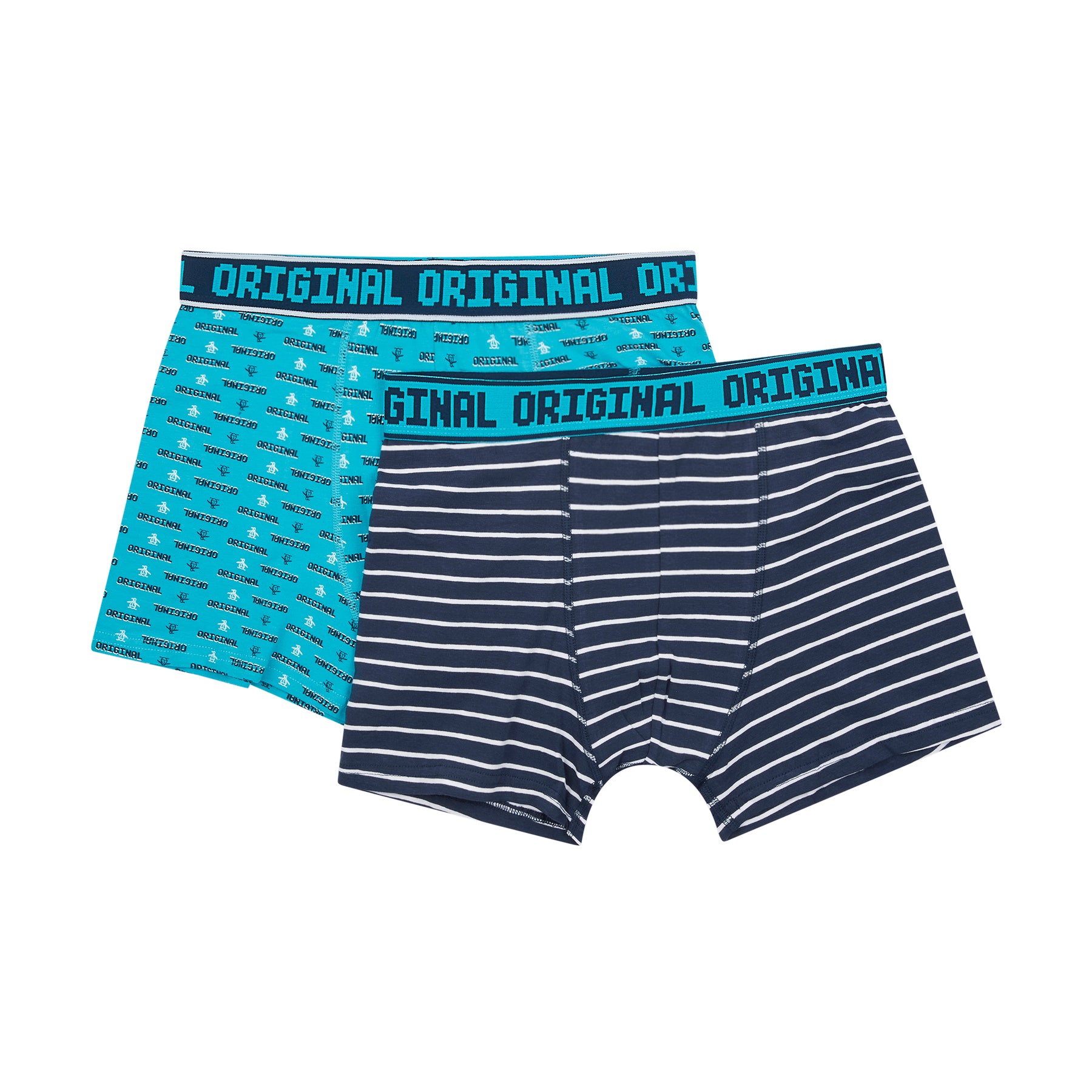 View 2 Pack Stripe Trunks In Peacock Blue information