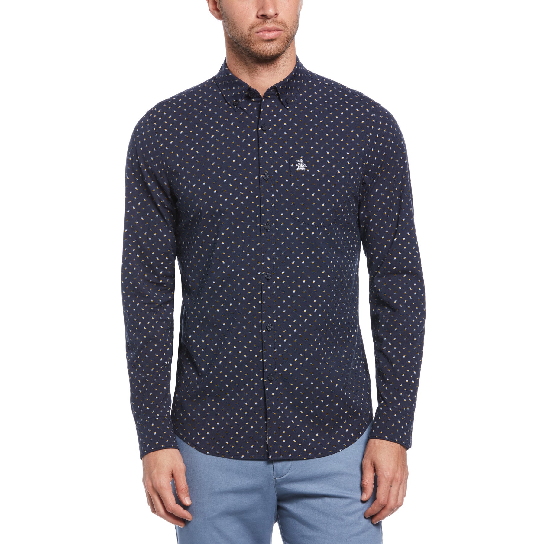 View Printed Ecovero Stretch Shirt In Dark Sapphire information