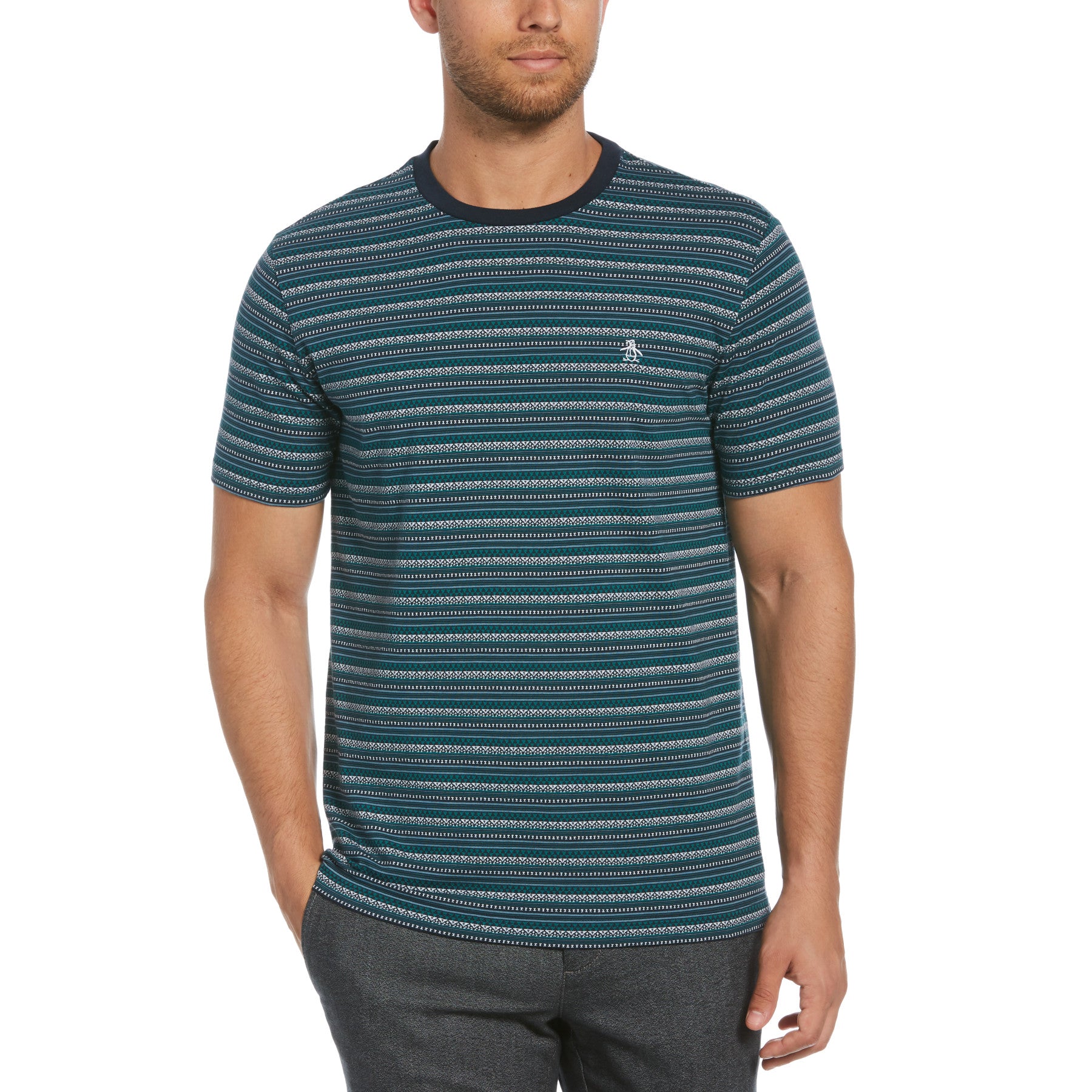 View Jacquard Stripe TShirt In Dark Sapphire information