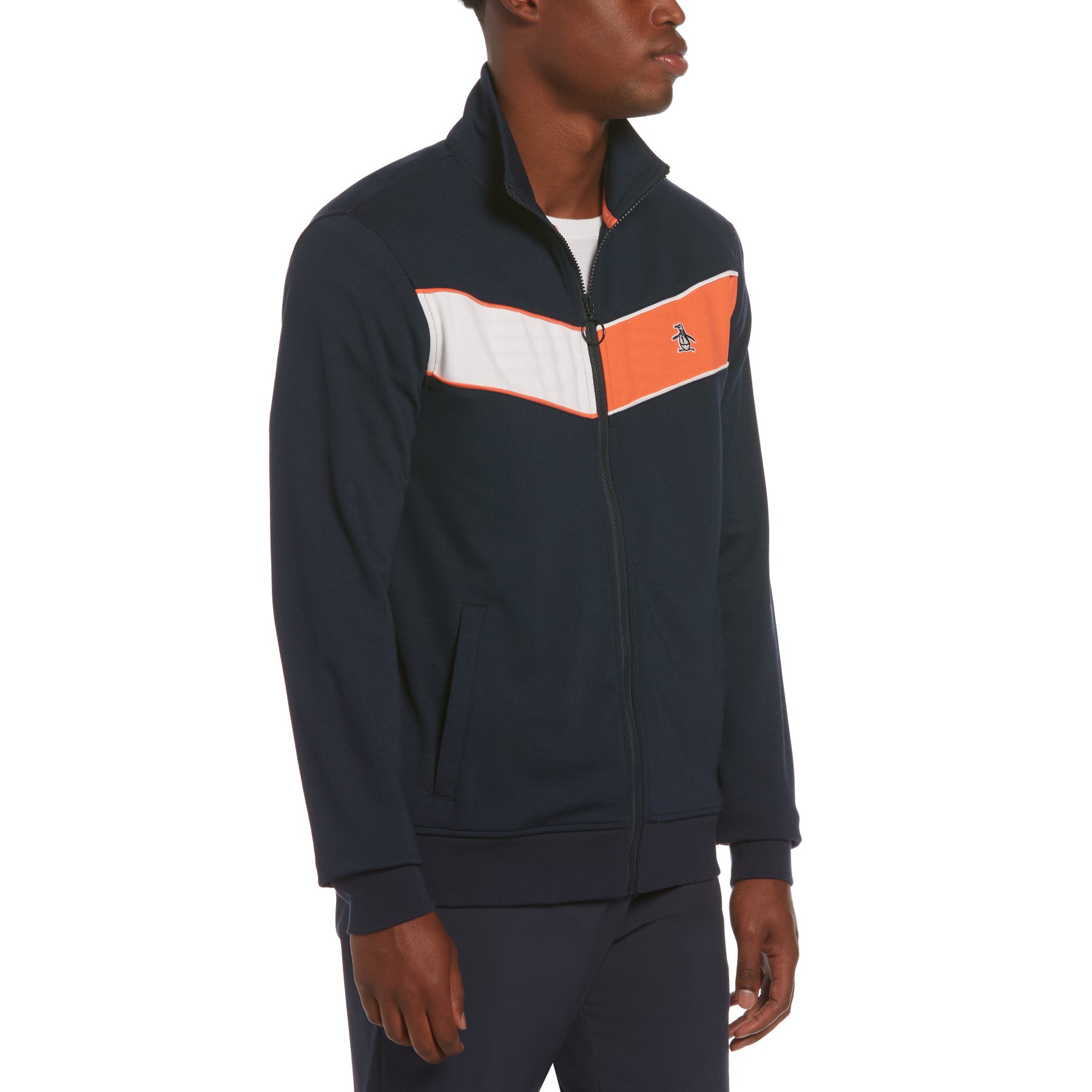 View Colour Block Chevron Track Jacket In Dark Sapphire information