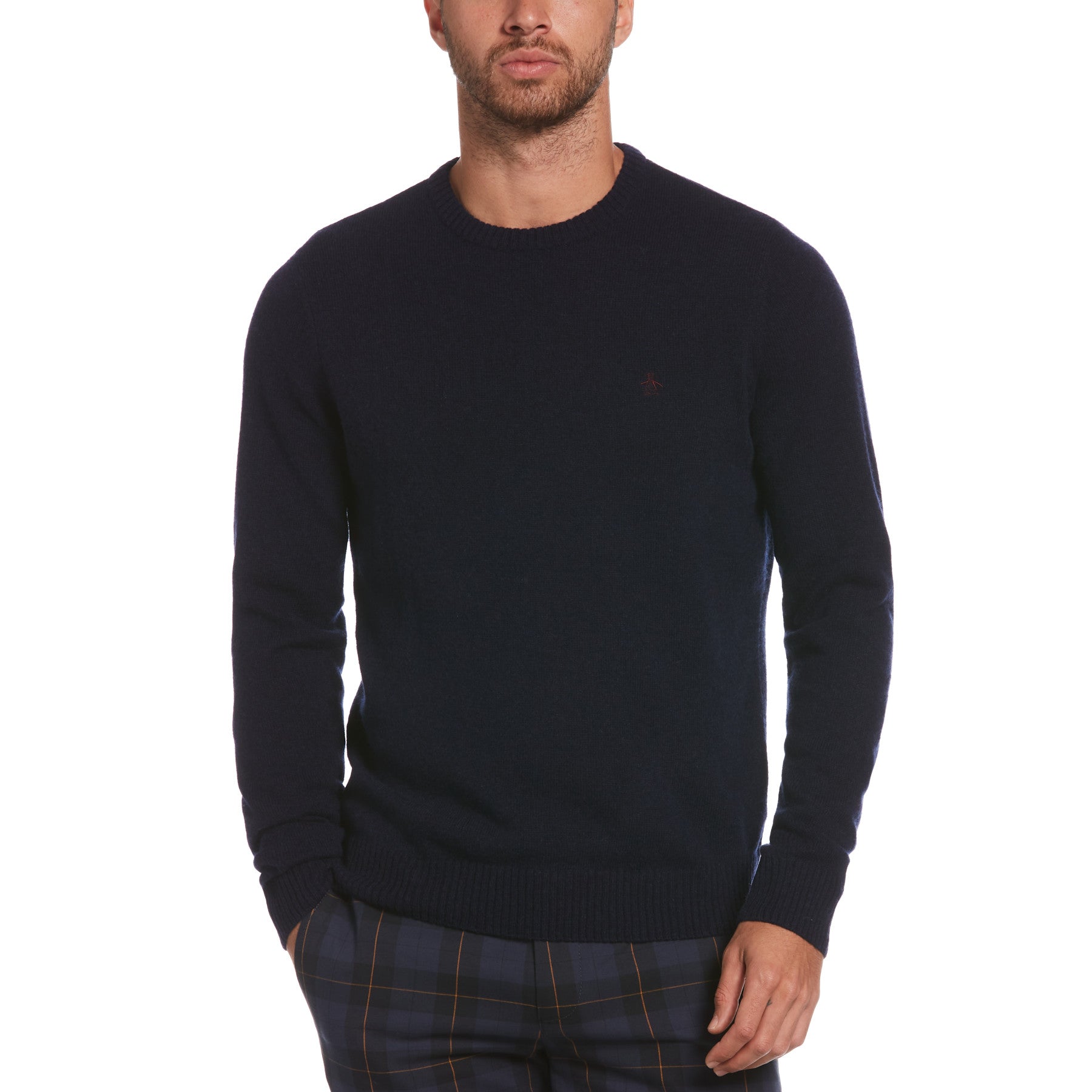 View Original Penguin Lambswool Crew Neck Jumper In Dark Sapphire Blue Mens information