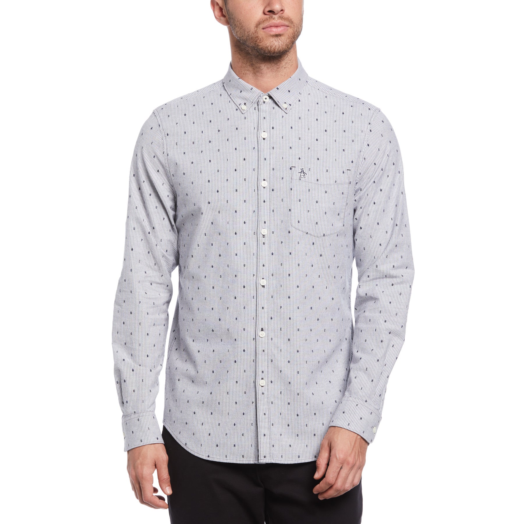View Printed Oxford Ecovero Stretch Shirt In Dark Sapphire information
