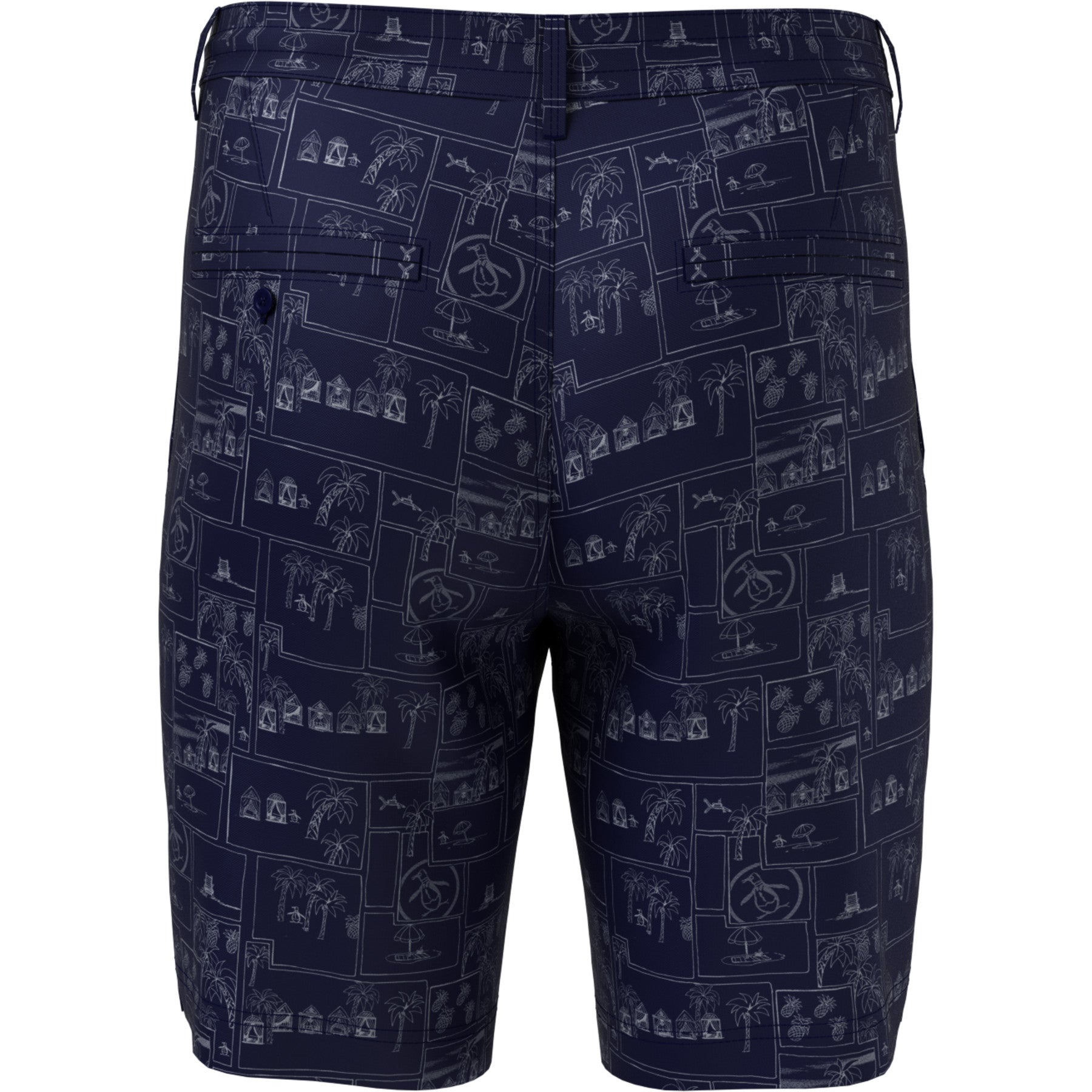 View Beach Club Printed Golf Shorts In Black Iris information