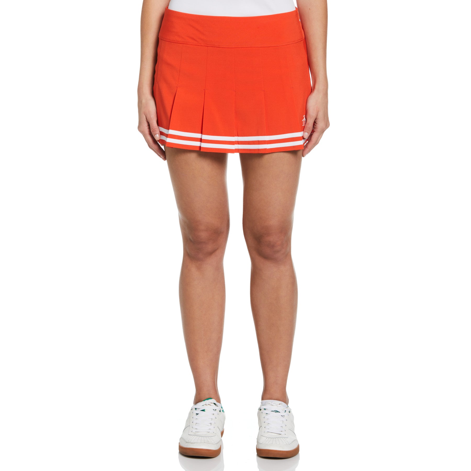 View Womens 13 Contrast Hem Pleated Tennis Skort In Fiesta information