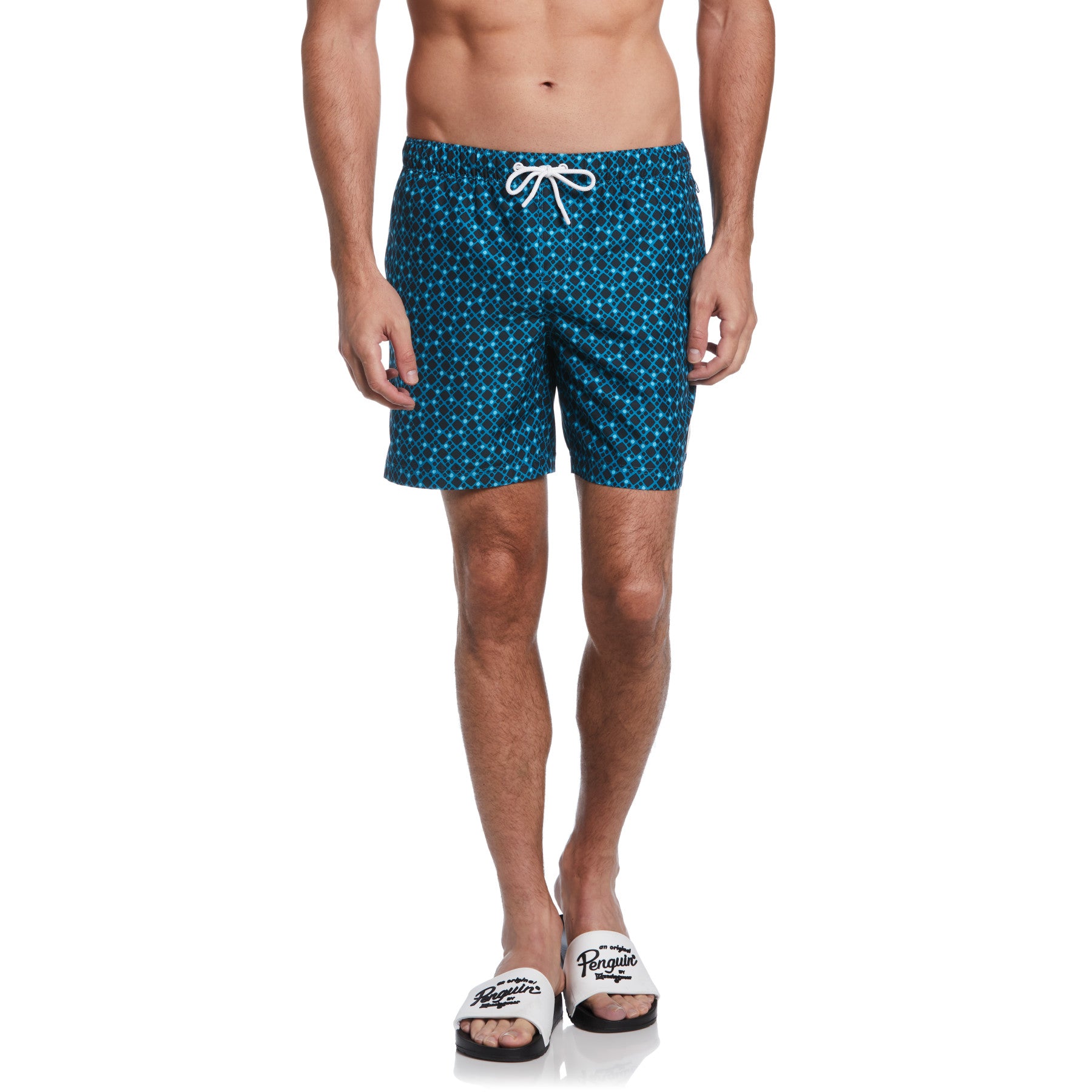 View Square Dot Print Swim Shorts In Mosaic Blue information