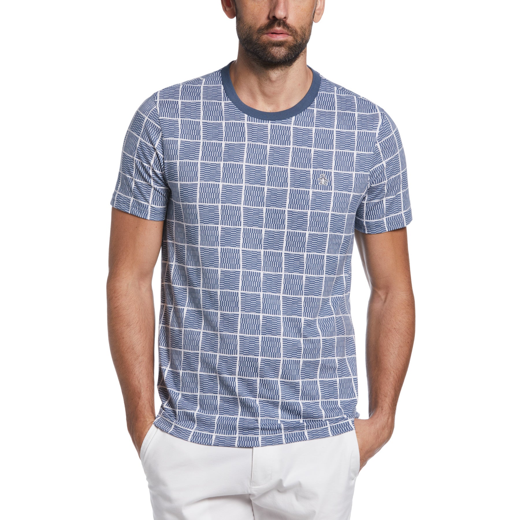 View Organic Cotton Line Square Print TShirt In Bering Sea information