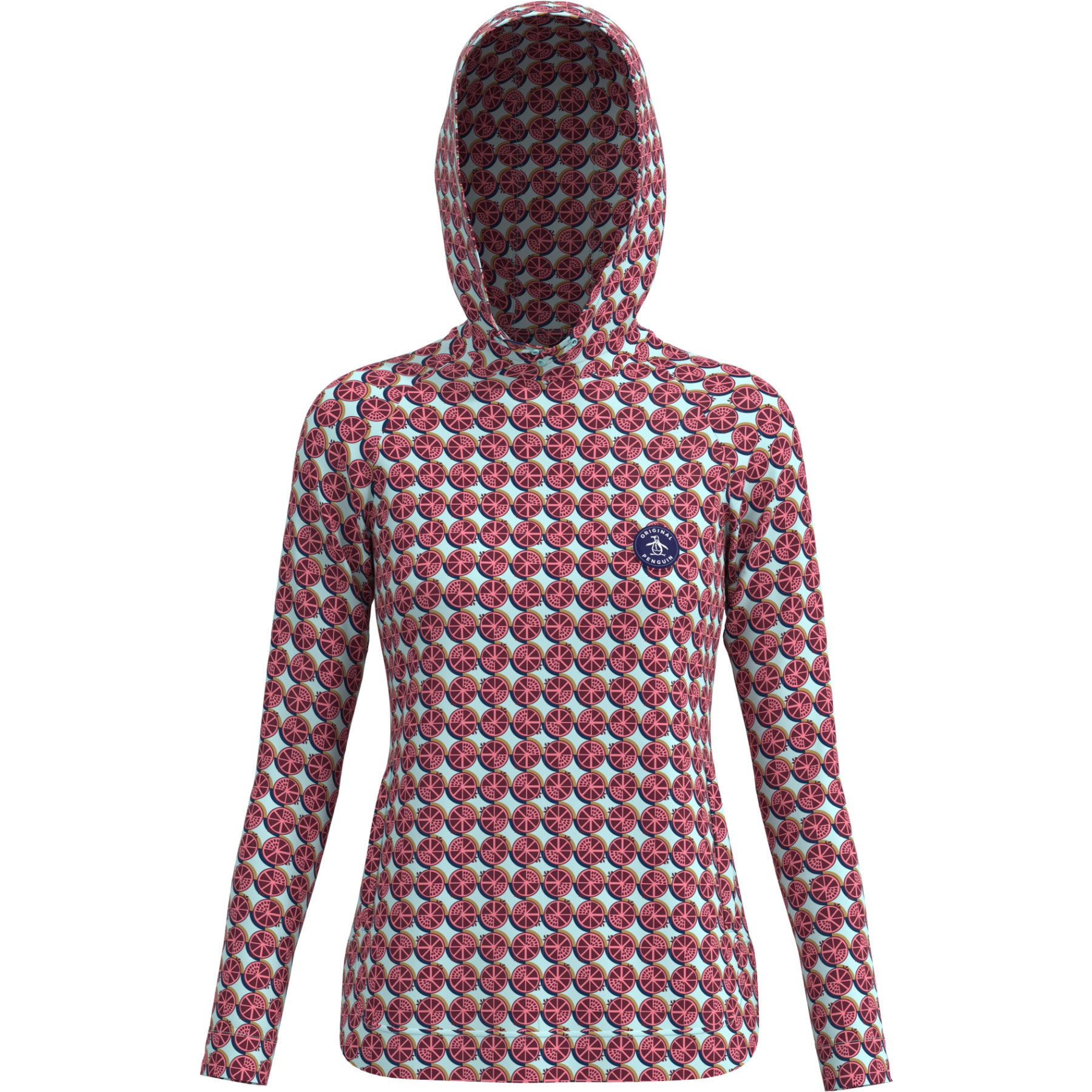 View Womens Printed Knit Golf Hoodie In Cordovan information