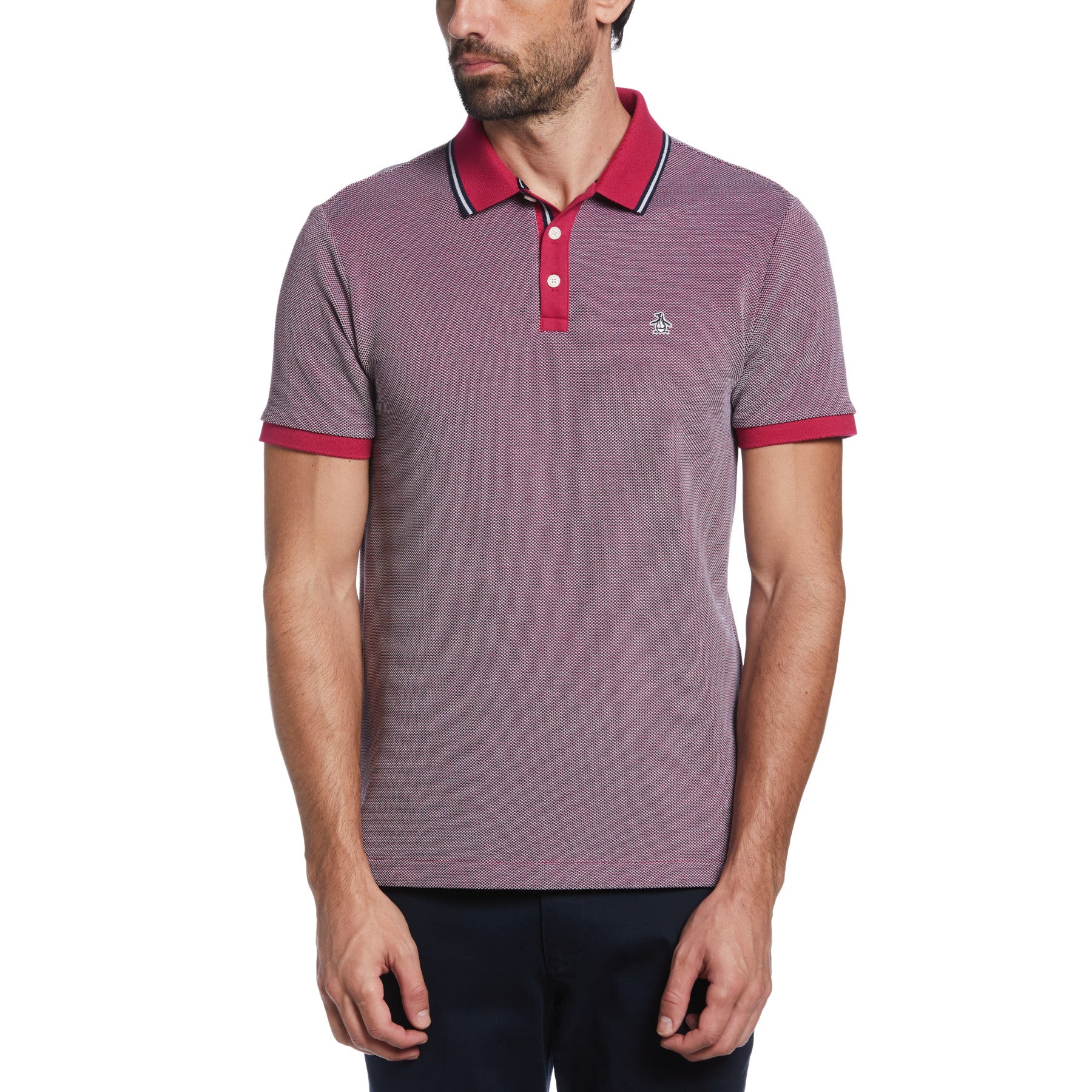 View Birdseye Organic Cotton Pique Polo Shirt In Sangria information