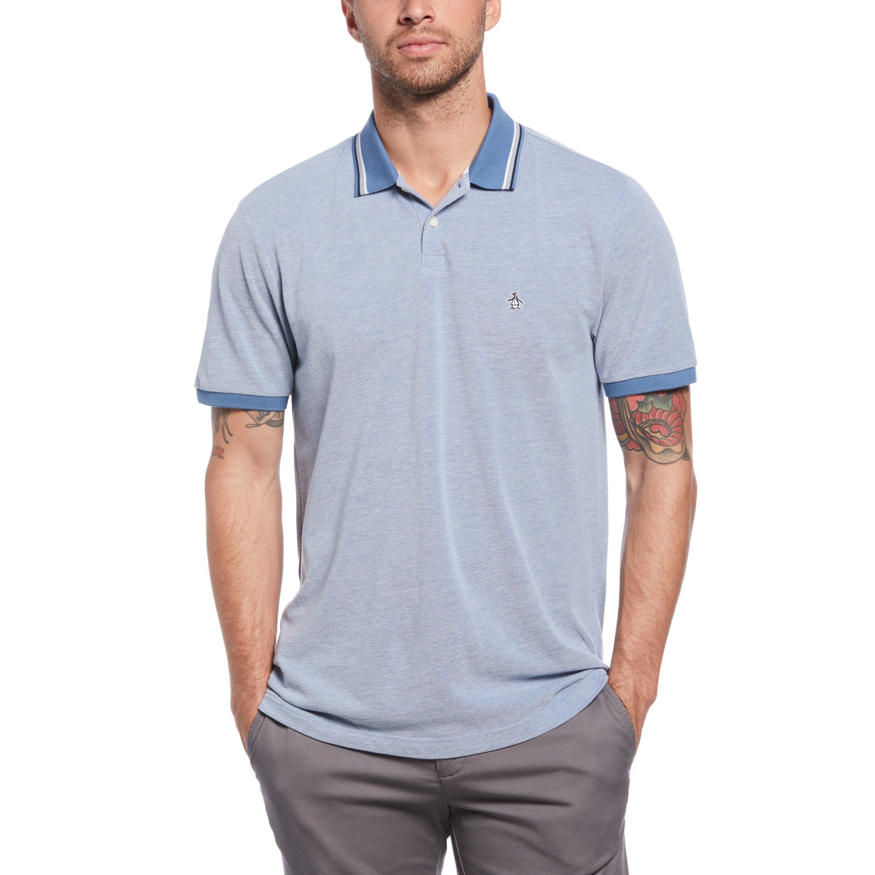 View Tipped Birdseye Polo Shirt In Copen Blue information