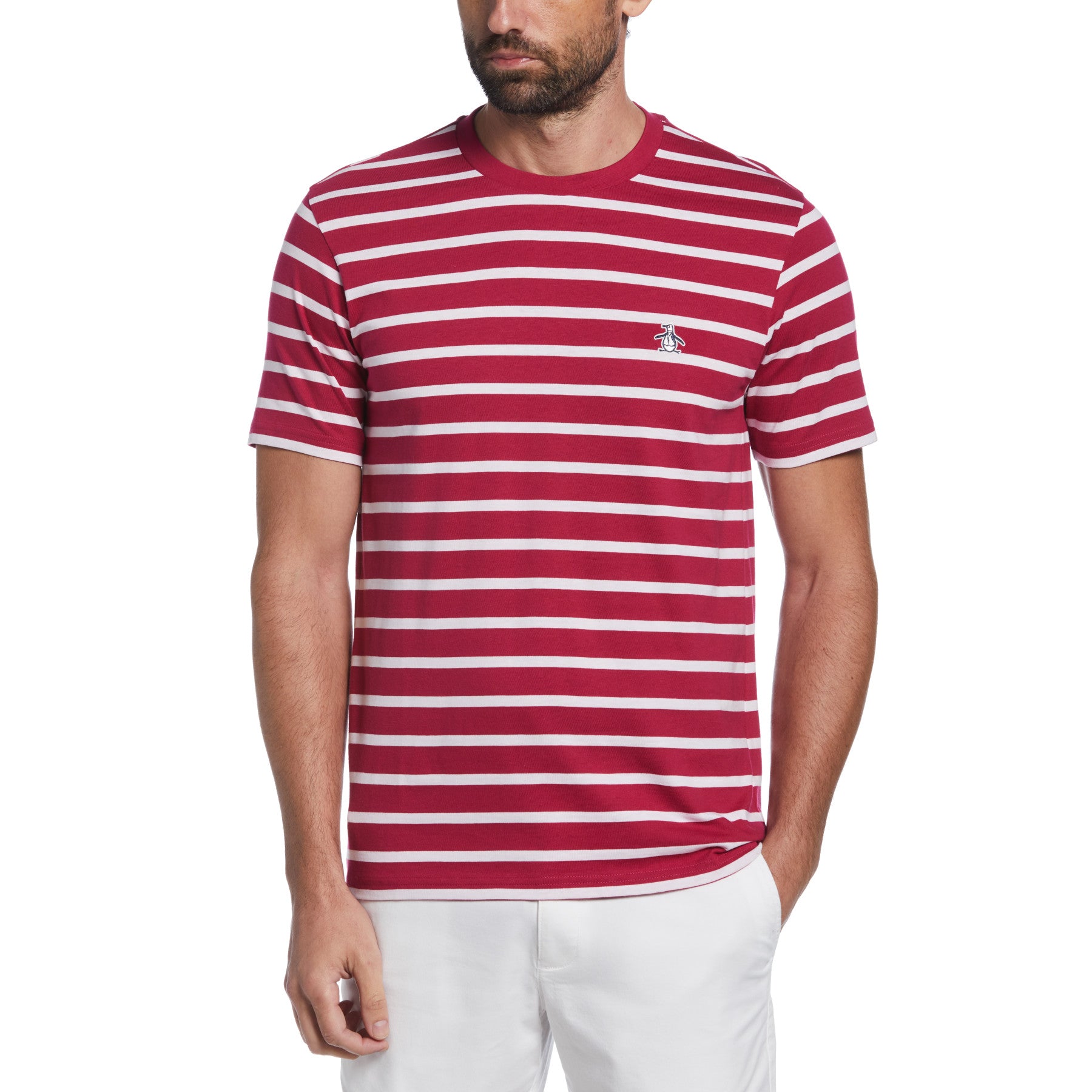 View Sticker Pete Breton Stripe TShirt In Sangria information