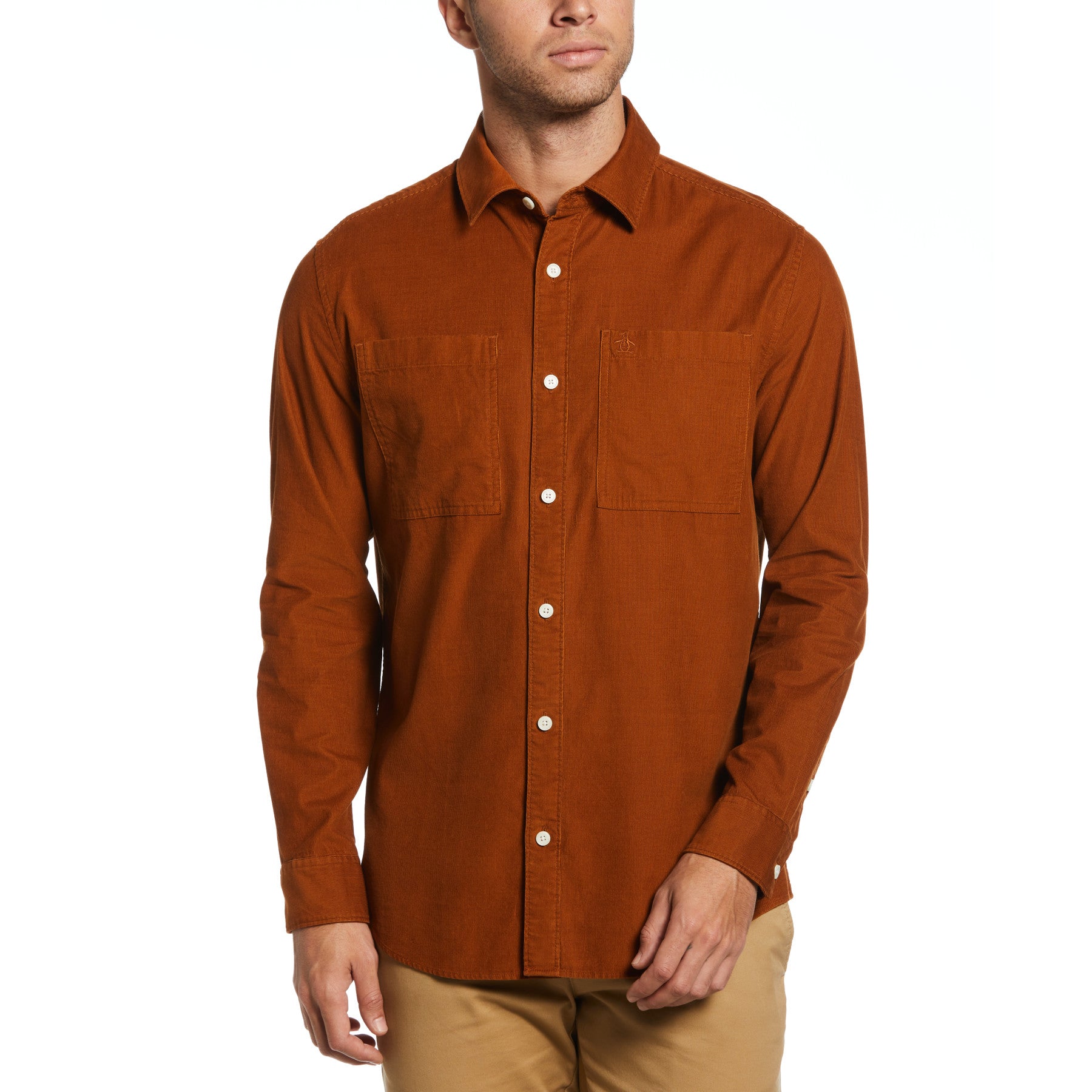 View Double Pocket Corduroy Overshirt In Caramel Cafe information