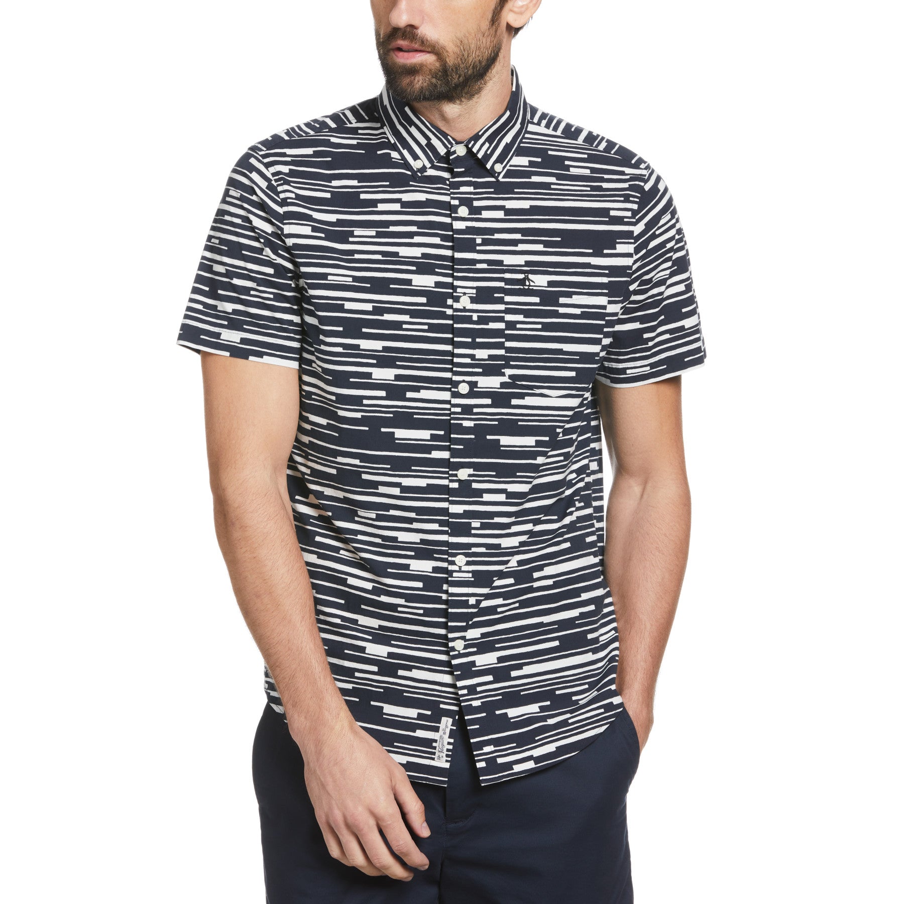 View Ecovero Glitch Print Shirt In Dark Sapphire information