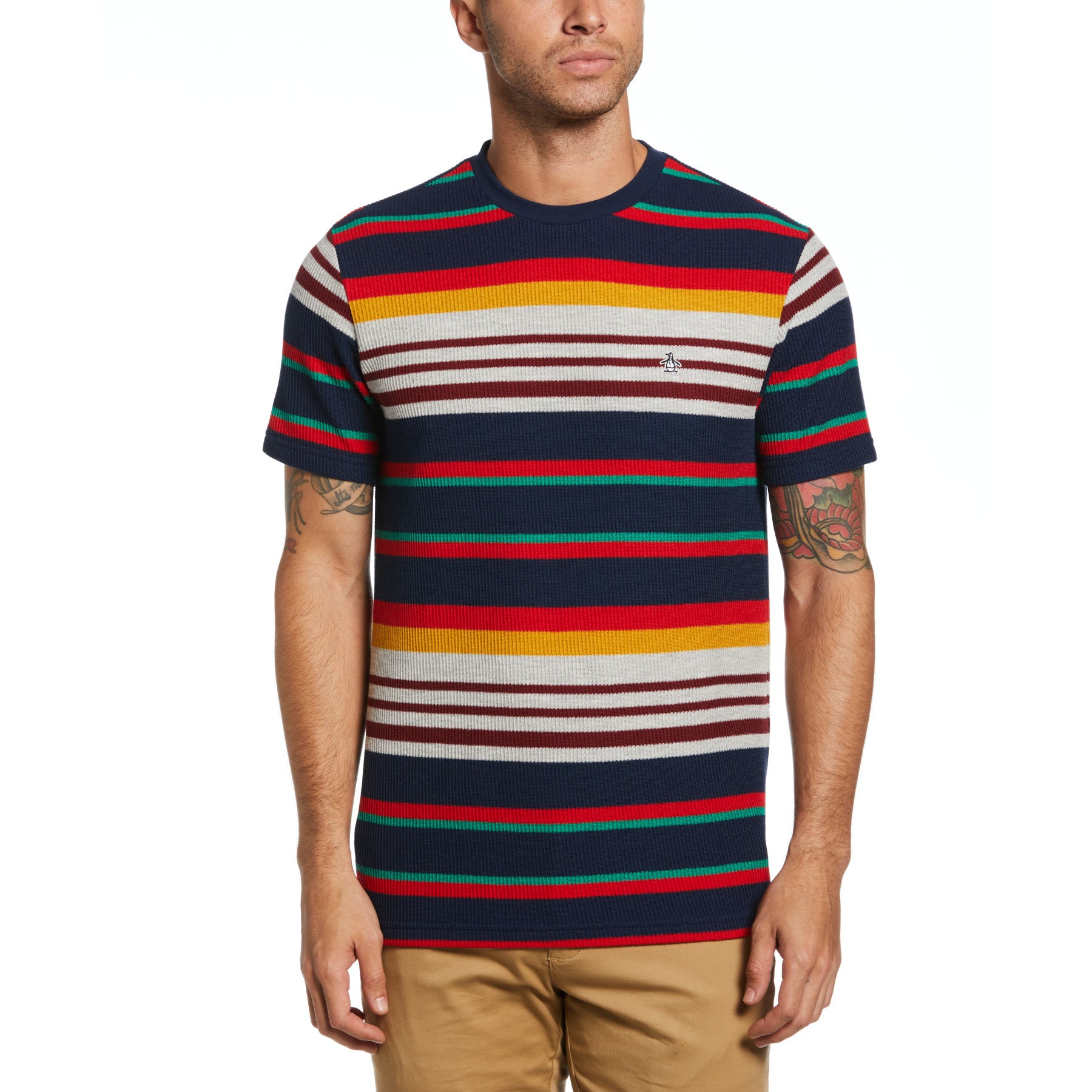 View Multi Stripe Waffle TShirt In Dress Blues information