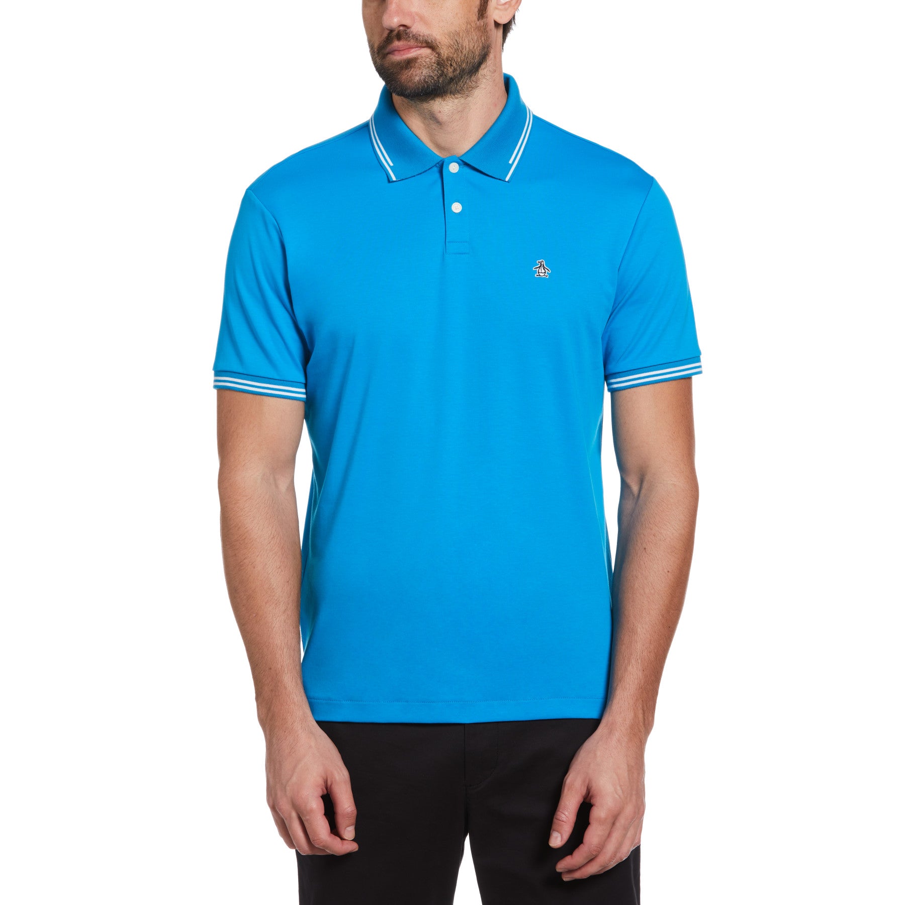 View Sticker Pete Knit Polo Shirt In Blue Jewel information