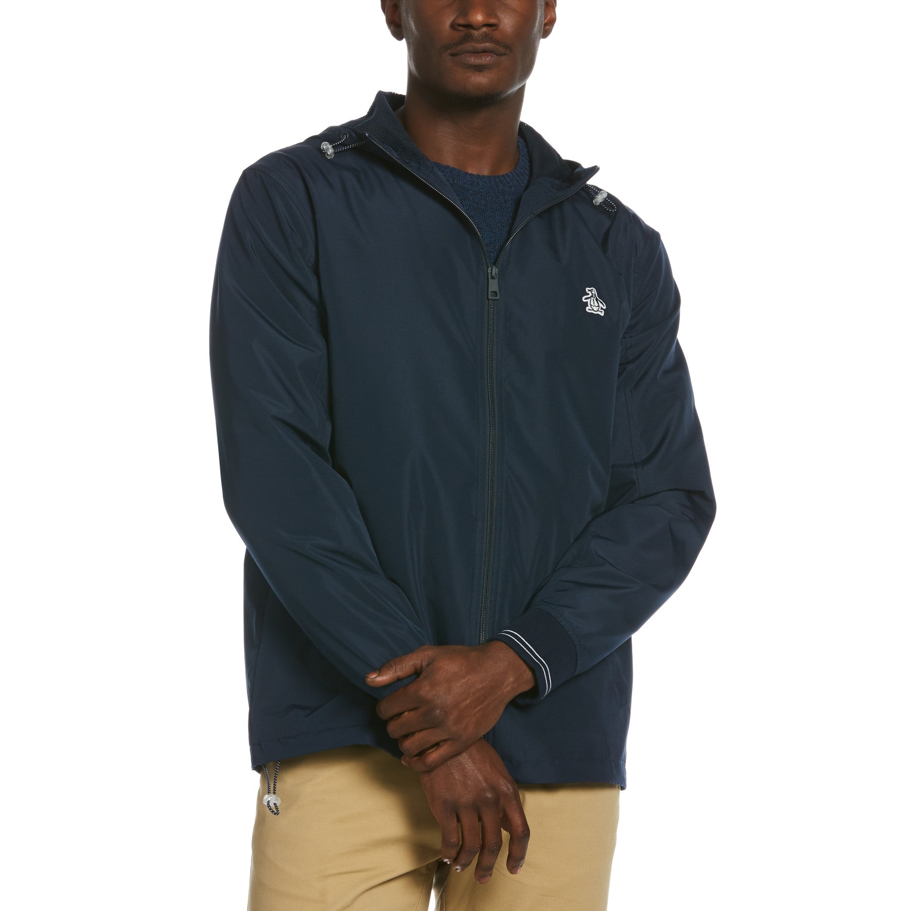 View Original Penguin Hooded Ratner Jacket In Dark Sapphire Blue Mens information