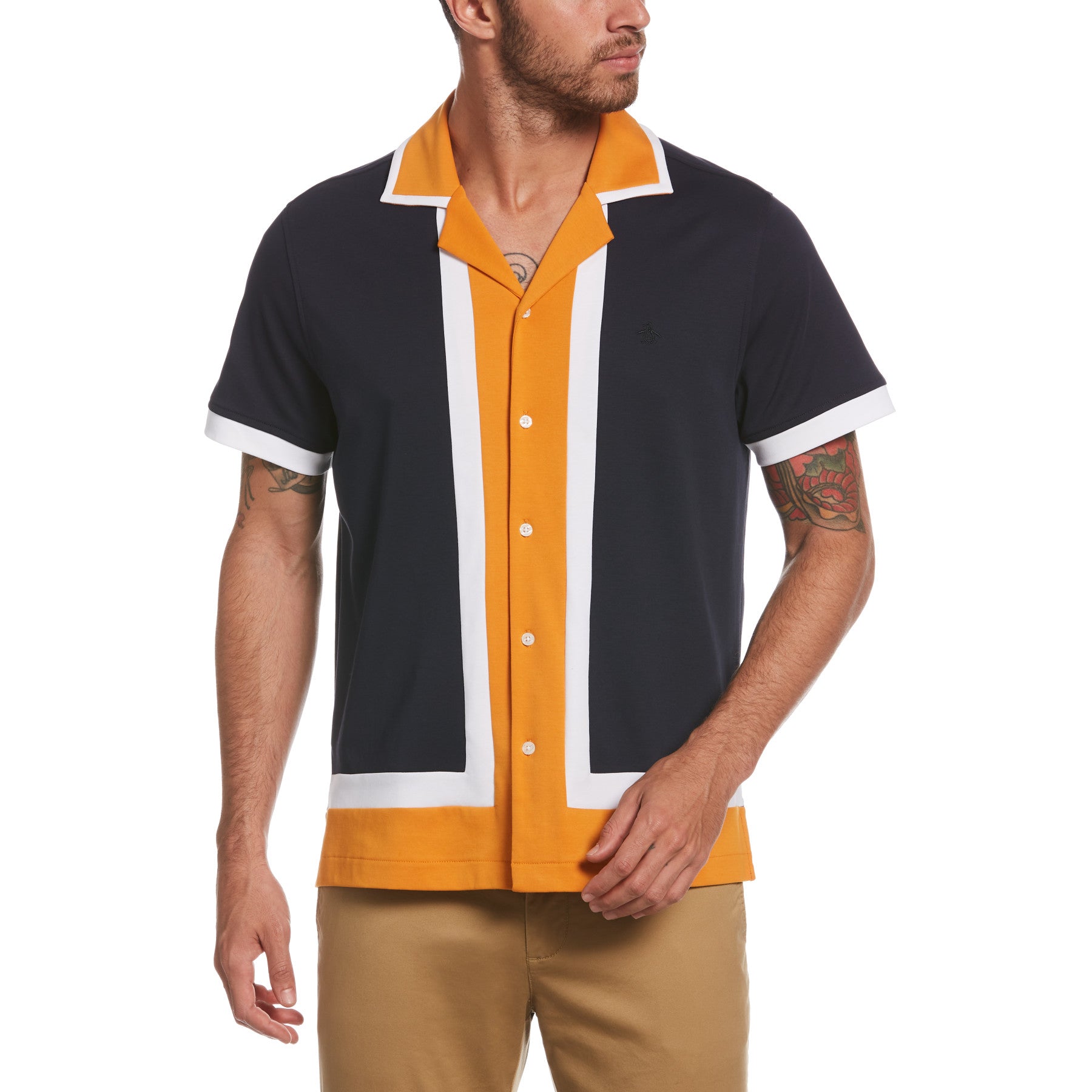 View Colour Block Retro Shirt In Dark Sapphire information