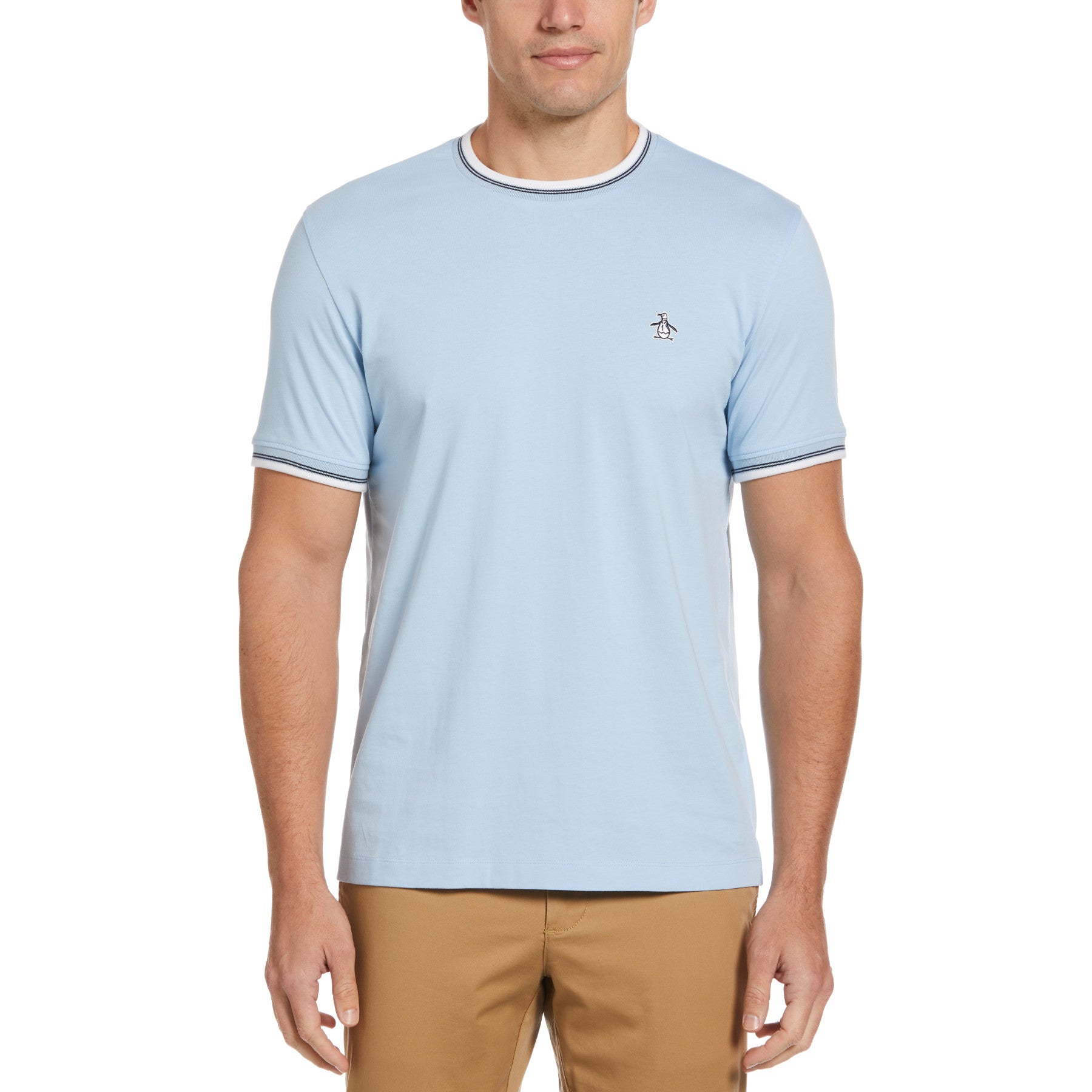 View Tipped Sticker Pete Ringer TShirt In Cerulean information
