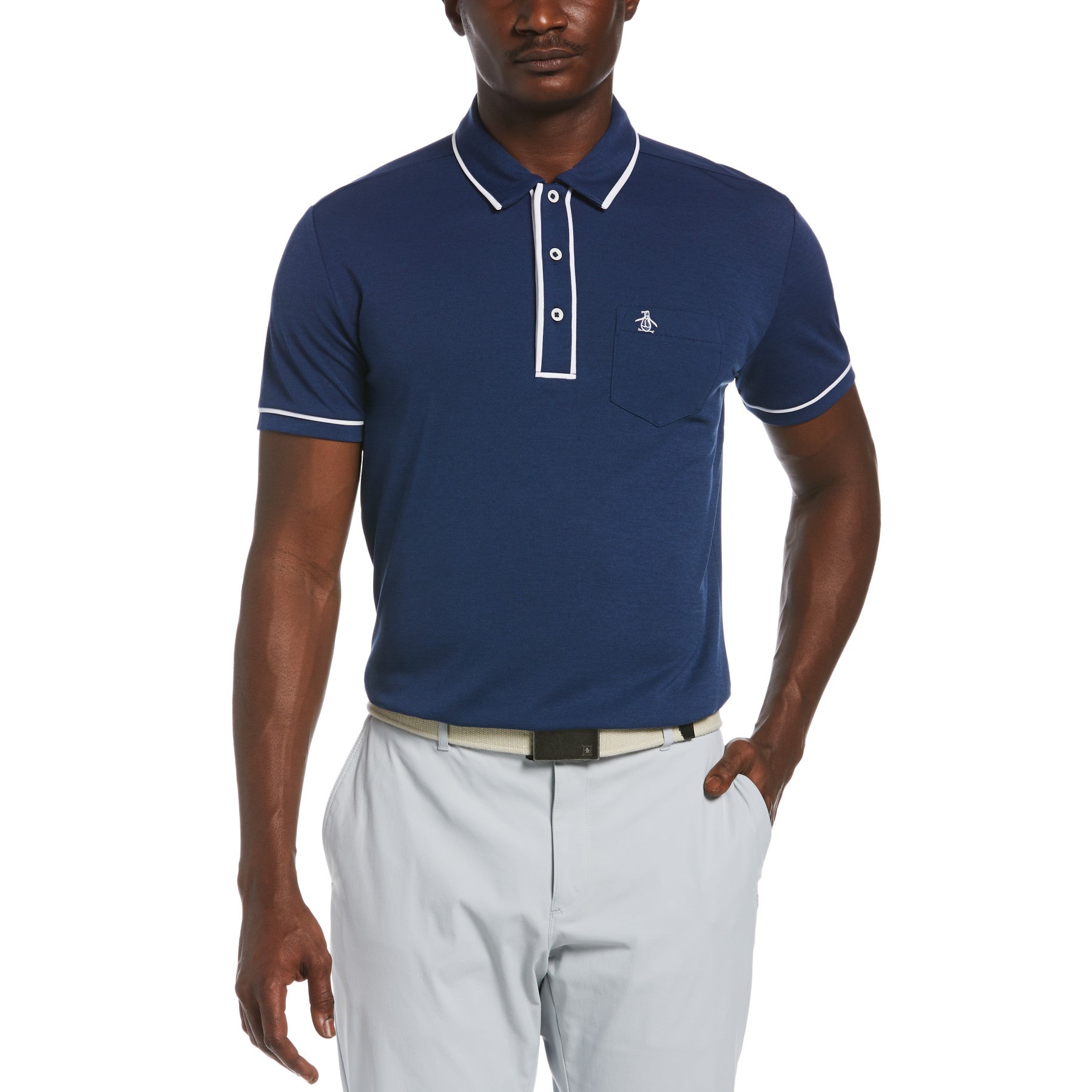 View Eco Performance Earl Golf Polo Shirt In Black Iris information