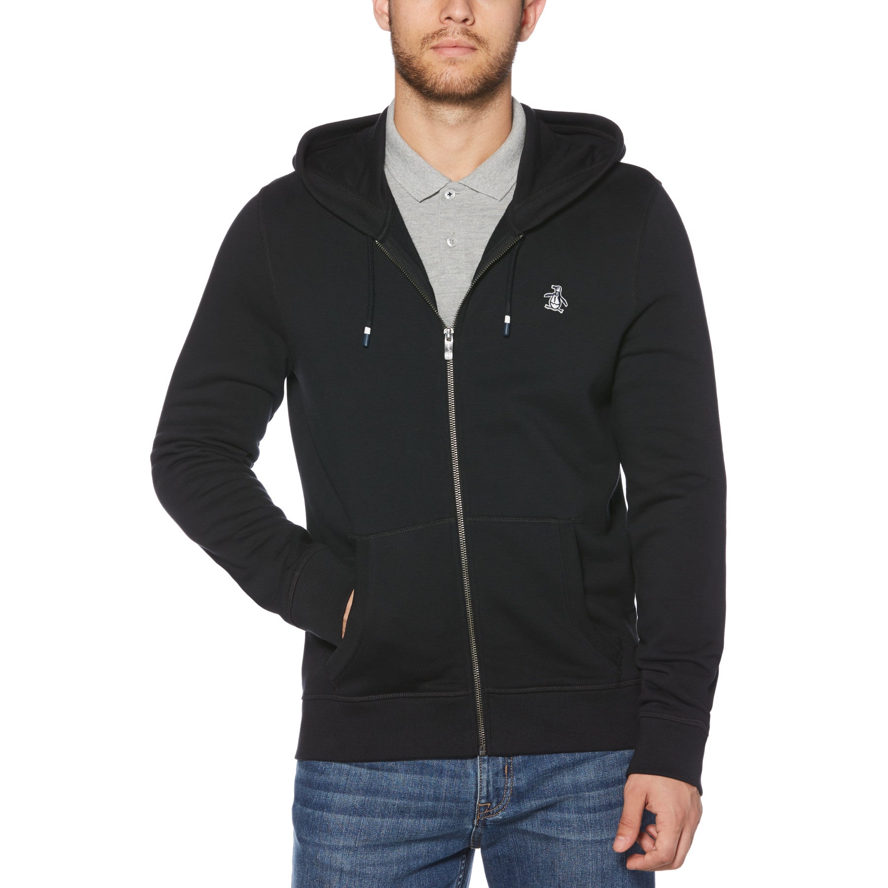 View Sticker Pete Organic Cotton Fleece Full Zip Hoodie In True Black information