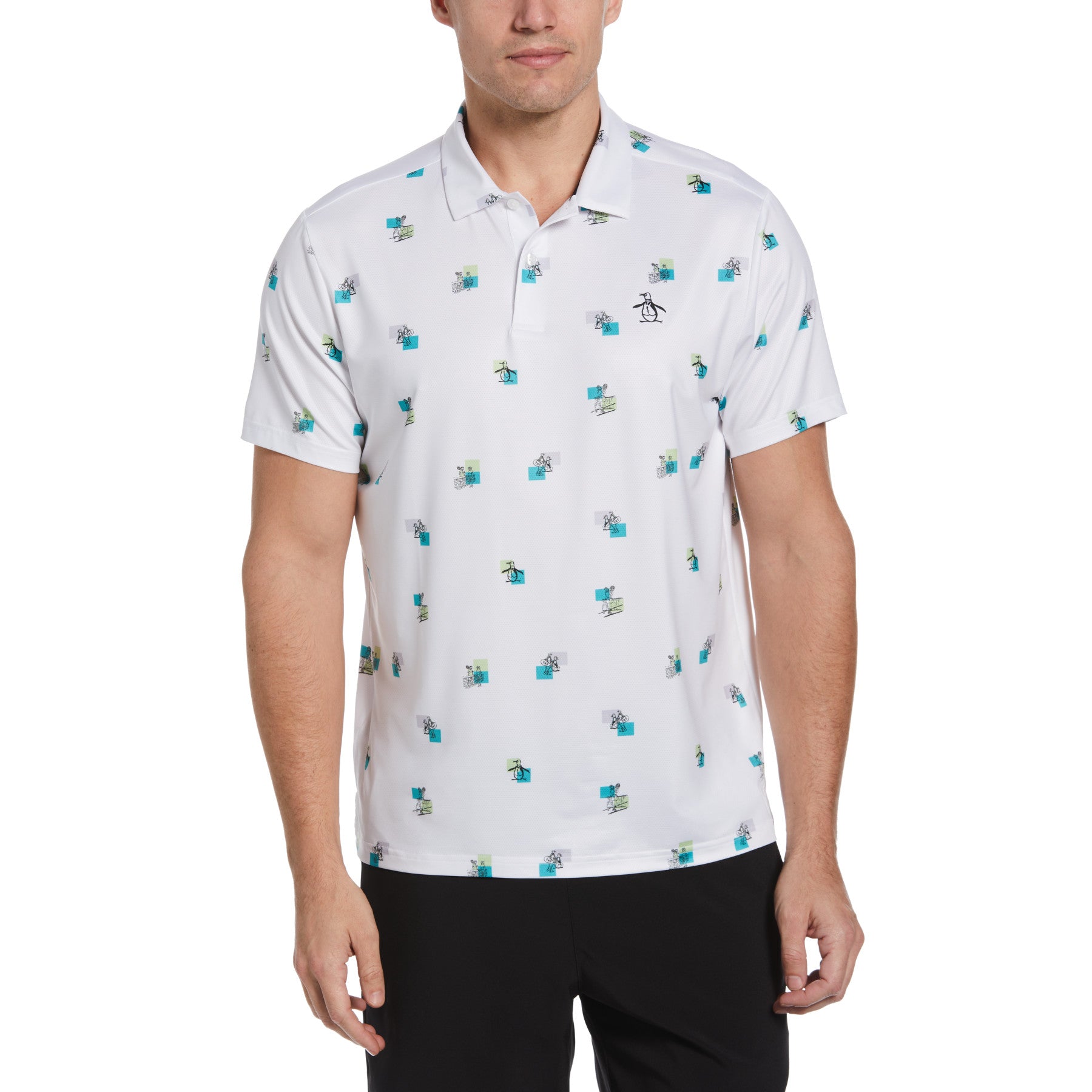 View Performance Heritage Print Tennis Polo In Bright White information