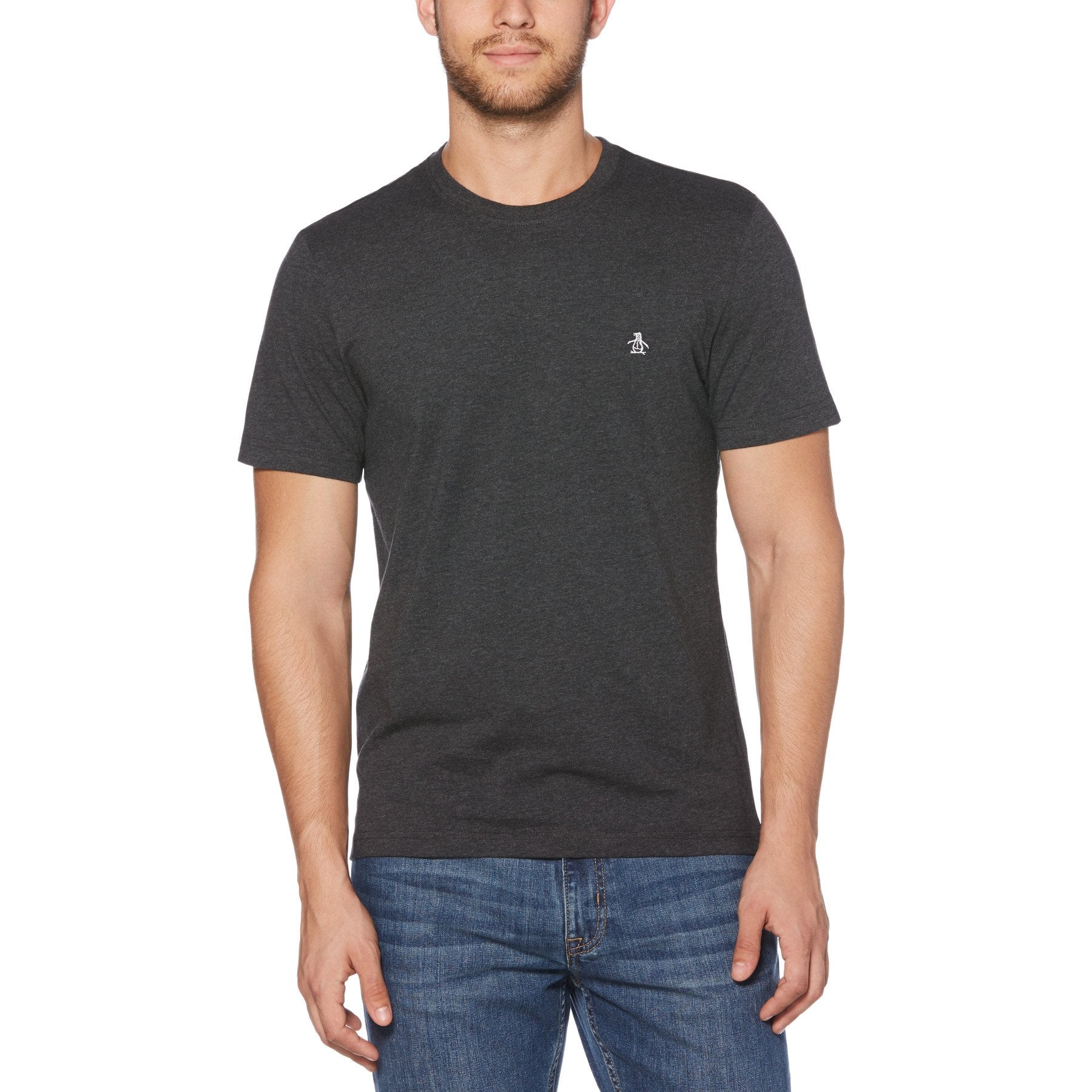 View Pin Point Embroidered Logo Organic Cotton TShirt In Dark Charcoal Hea information