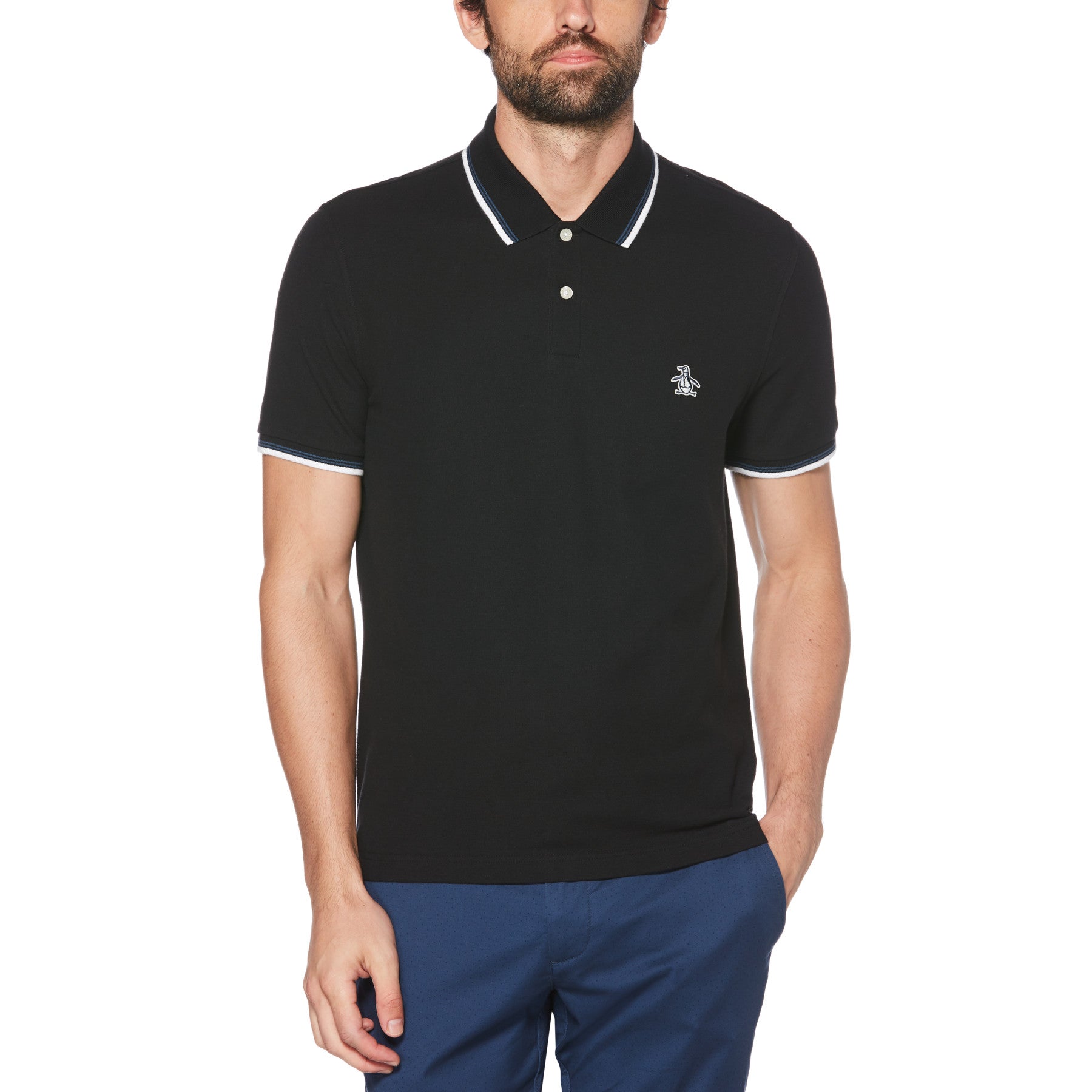 View Sticker Pete Organic Cotton Polo Shirt In True Black information