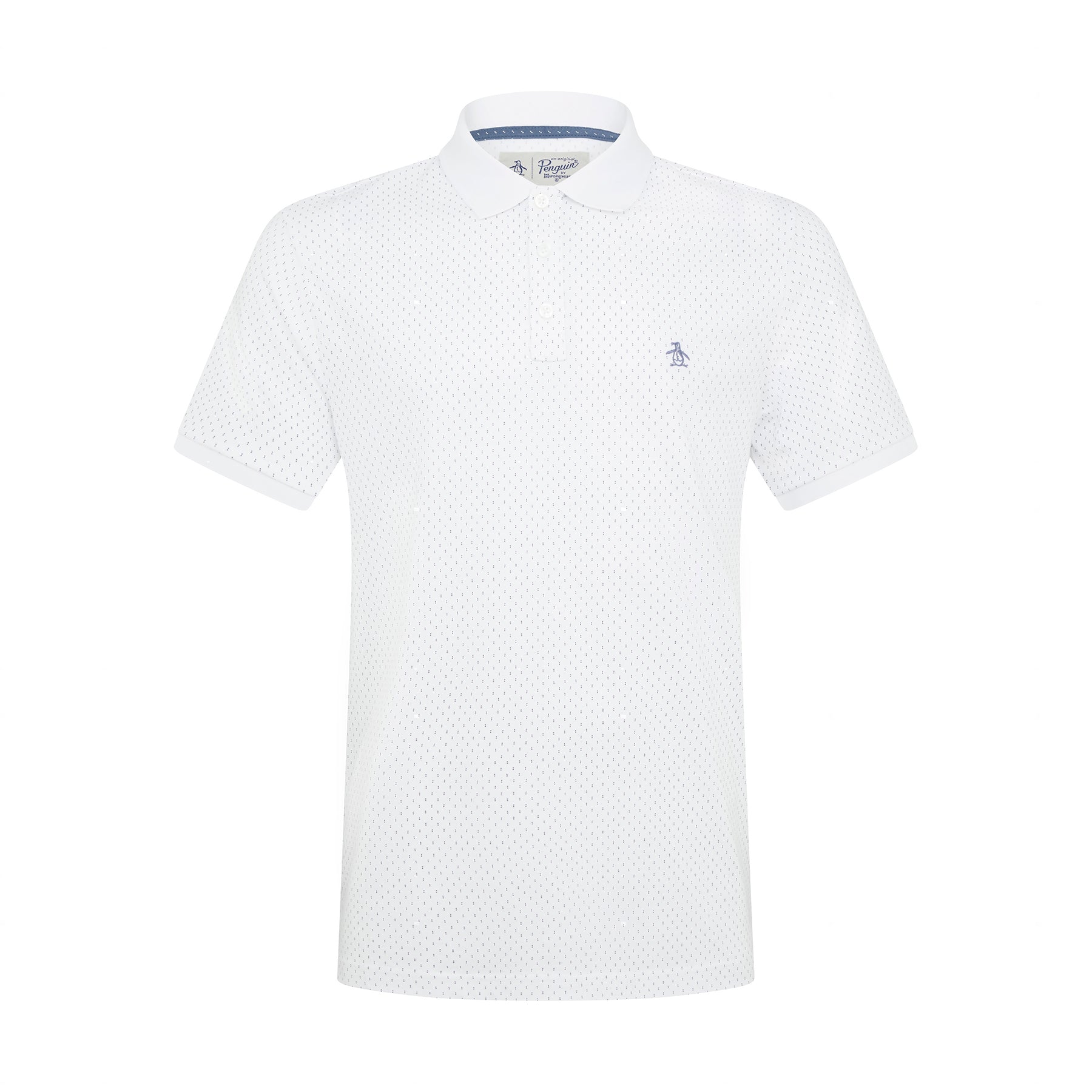 View Dobby Printed Short Sleeve Polo Shirt In Bright White information