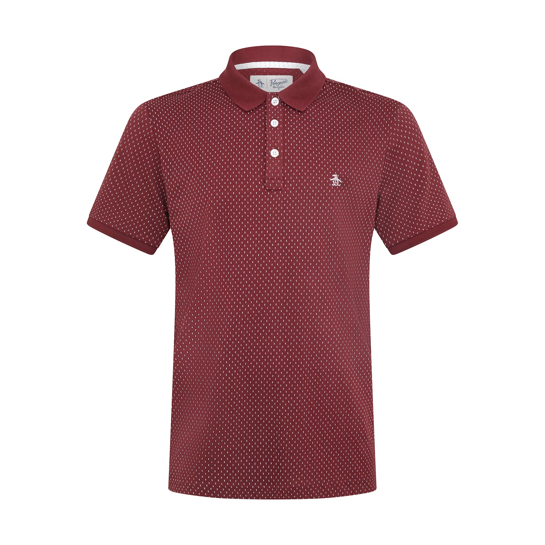 View Dobby Printed Short Sleeve Polo Shirt In Tawny Port information