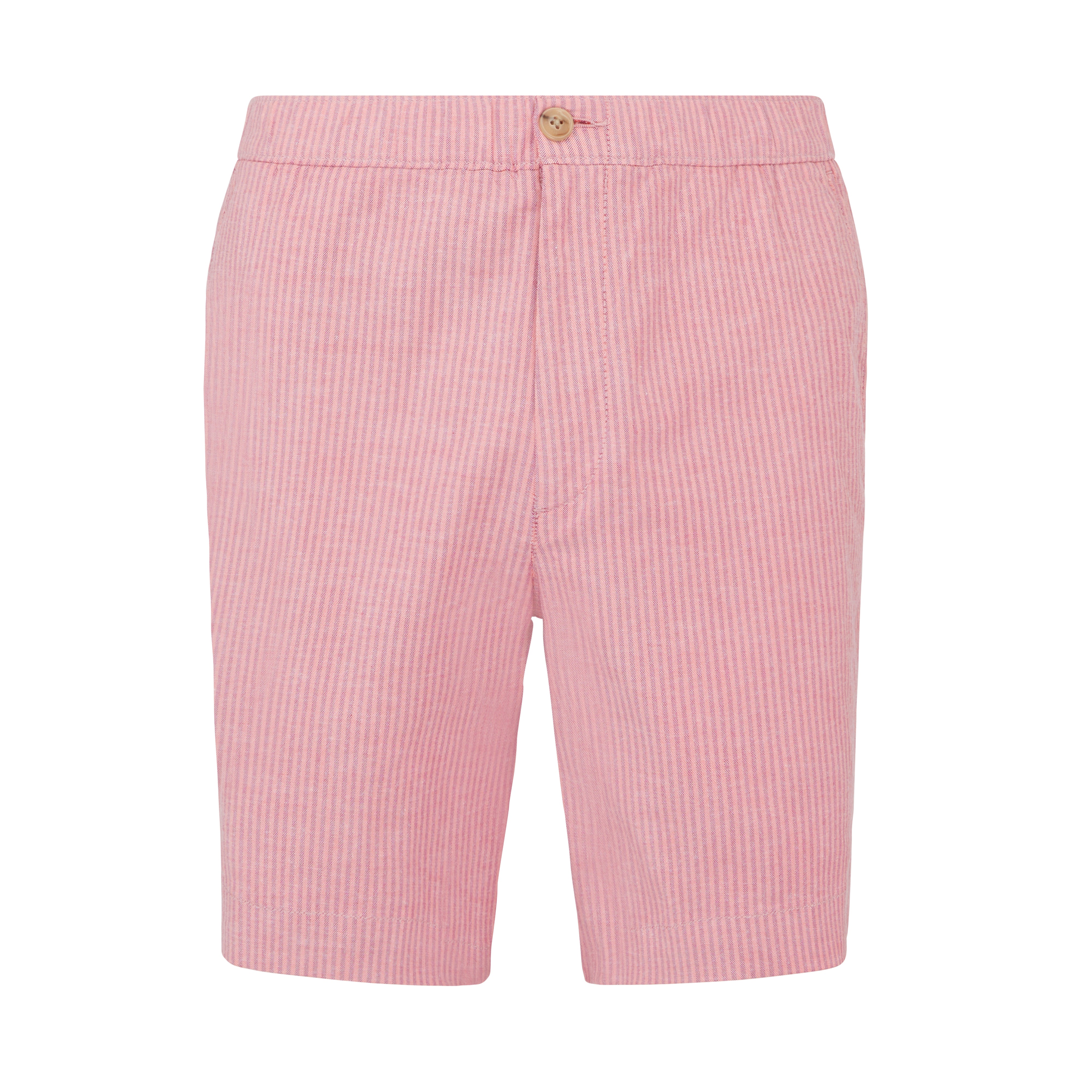 View Oxford Recycled Cotton Stripe Shorts In Hot Coral information
