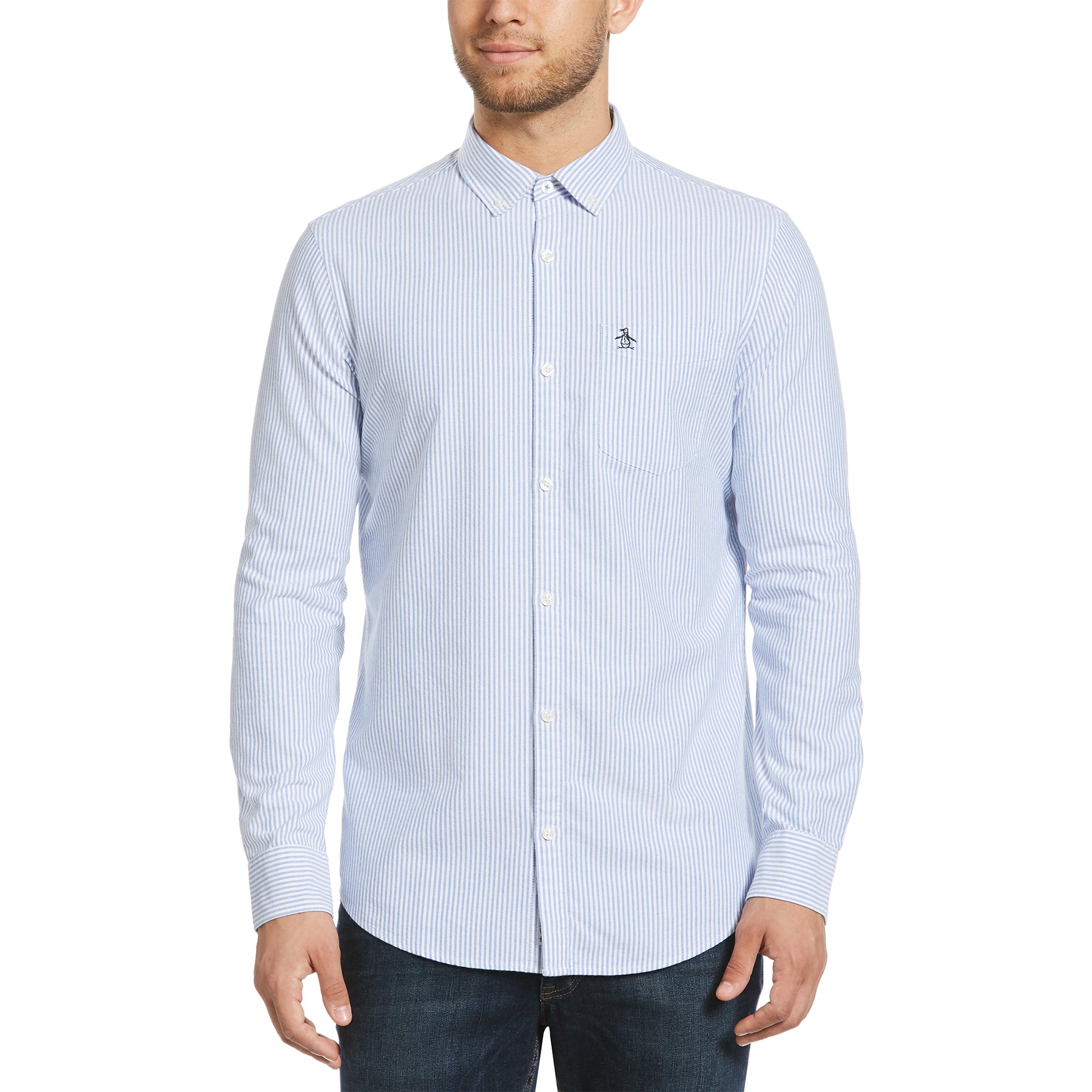 View Oxford Stripe Slim Fit Shirt In Amparo Blue information