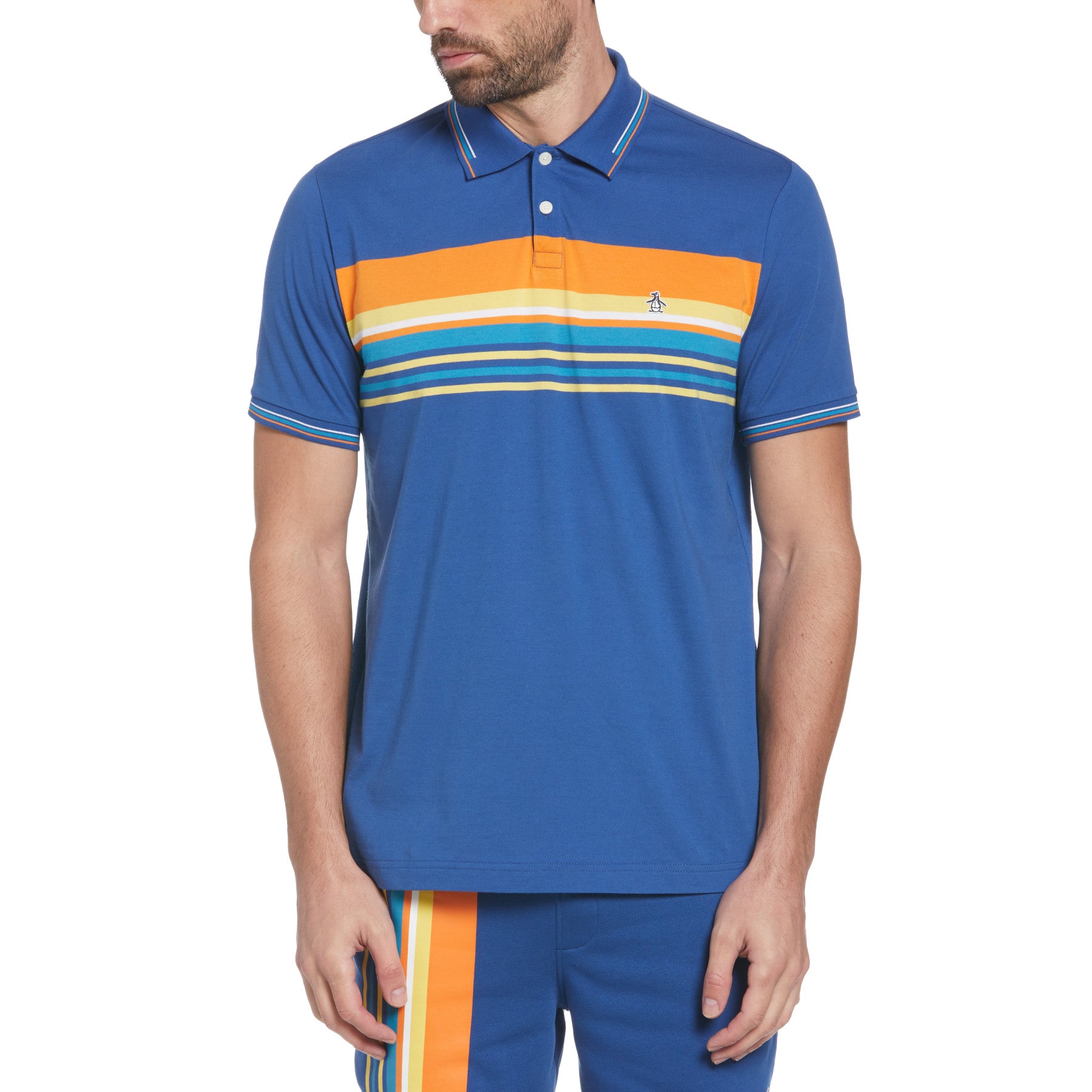 View Organic Cotton Engineered Stripe Polo Shirt In Limoges information