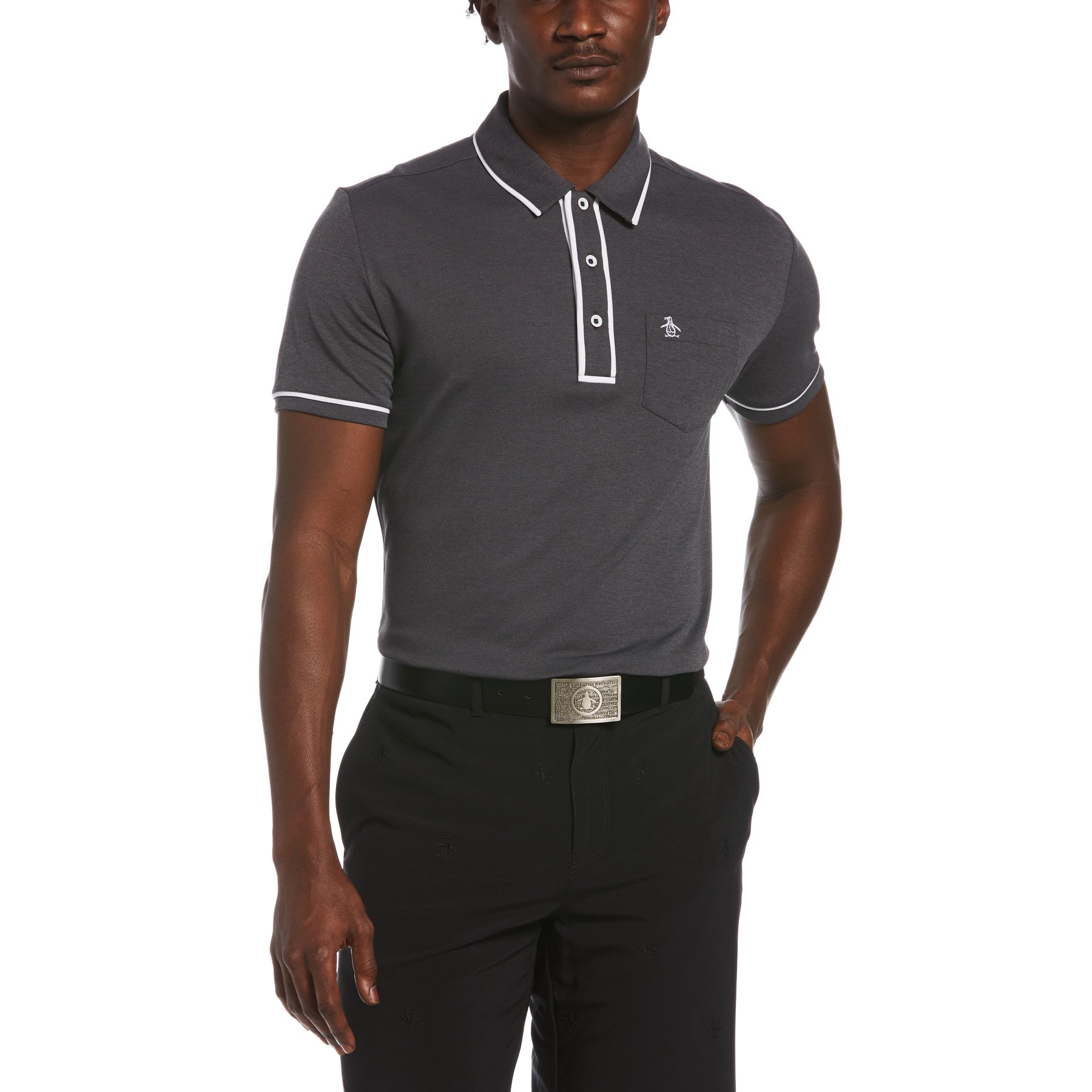 View Eco Performance Earl Golf Polo Shirt In Caviar information
