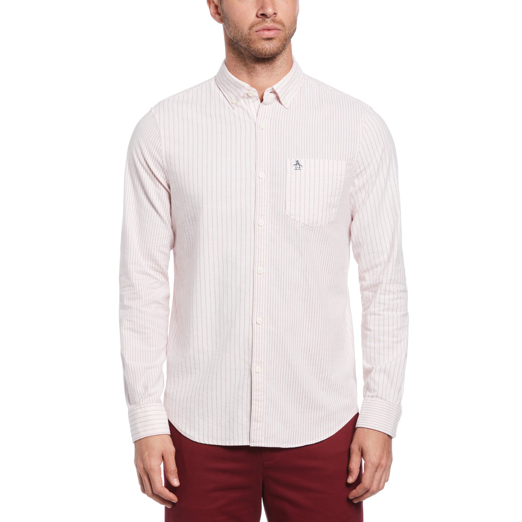 View Multi Stripe Oxford Shirt In Veiled Rose information