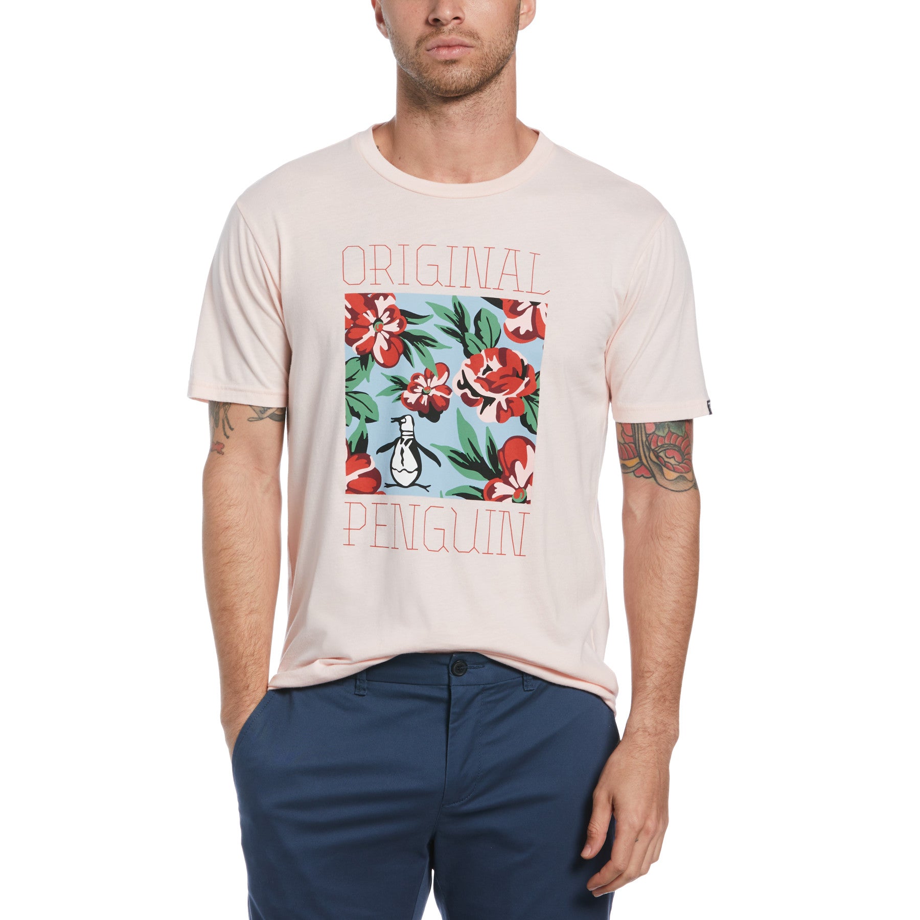 View Colour Block Floral Pete Organic Cotton TShirt In Veiled Rose information