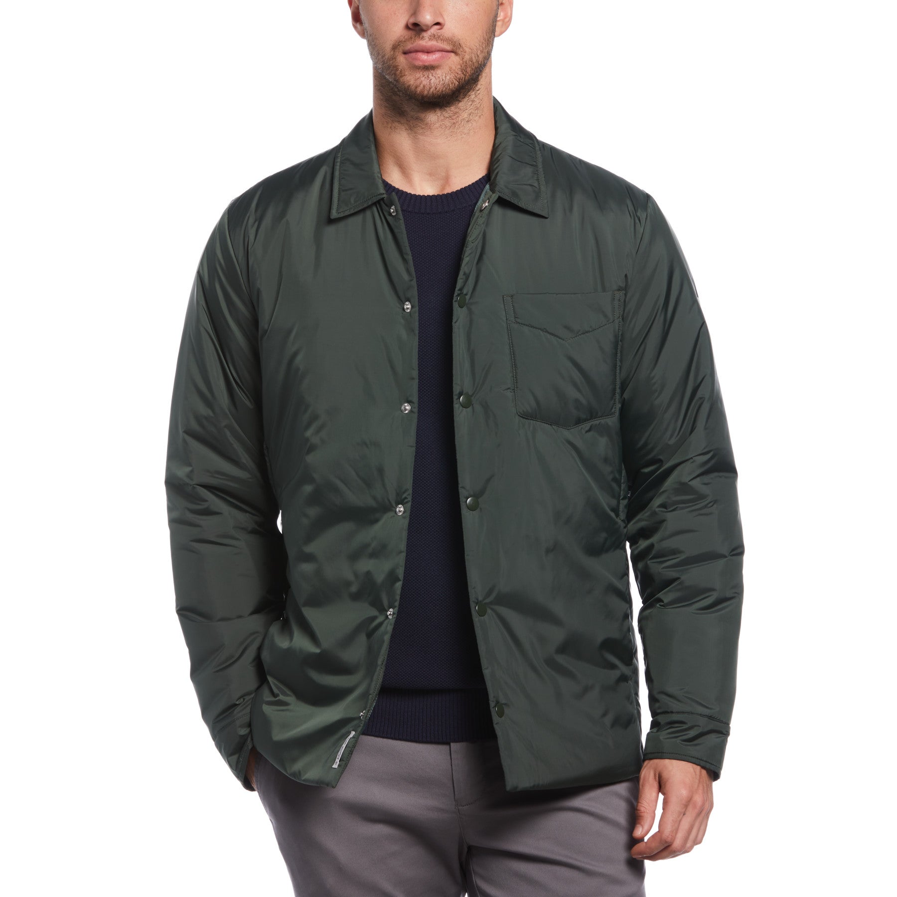 View Original Penguin Premium Lightweight Shacket In Deep Forest Green Mens information