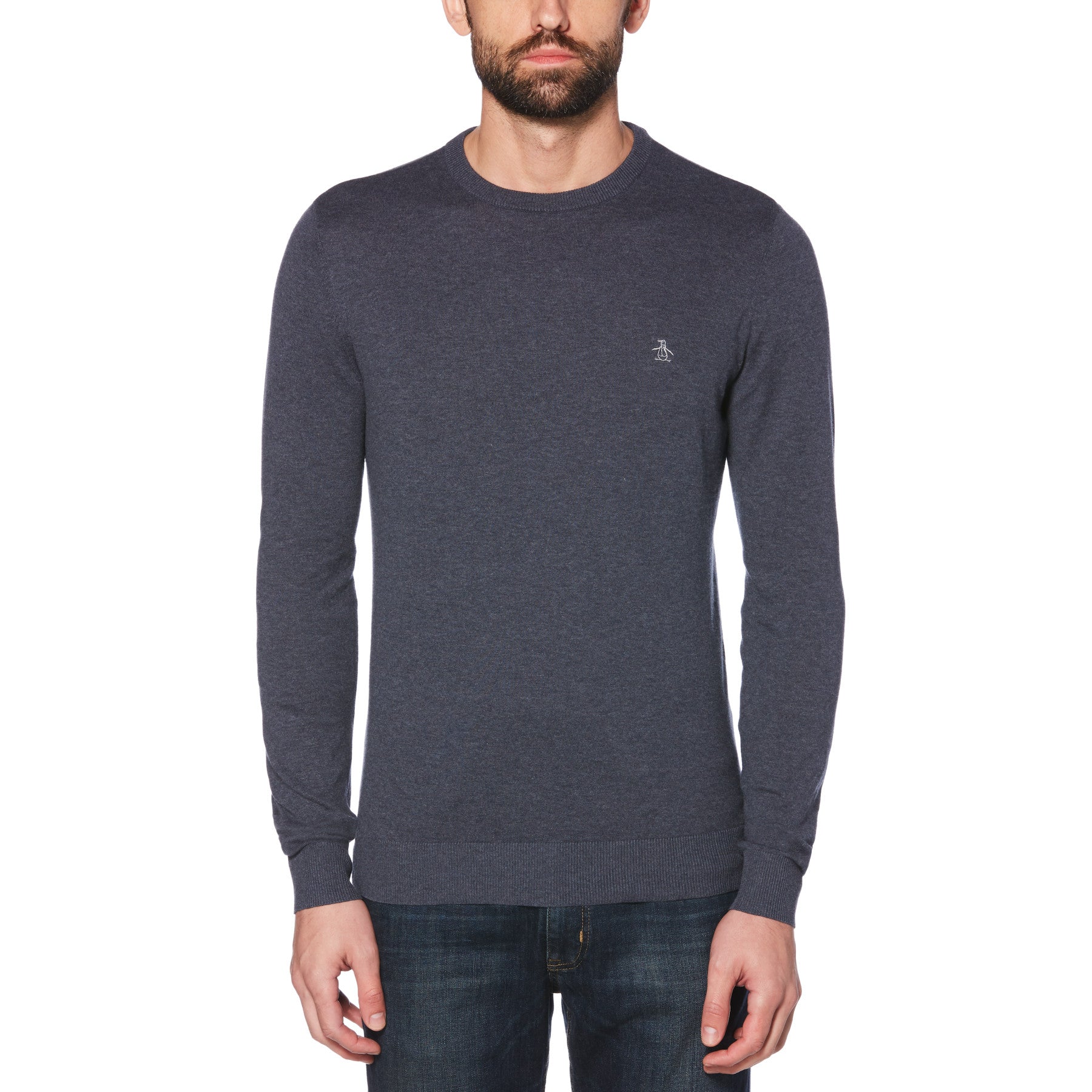 View Supima Cotton Crew Neck Jumper In Dark Sapphire information