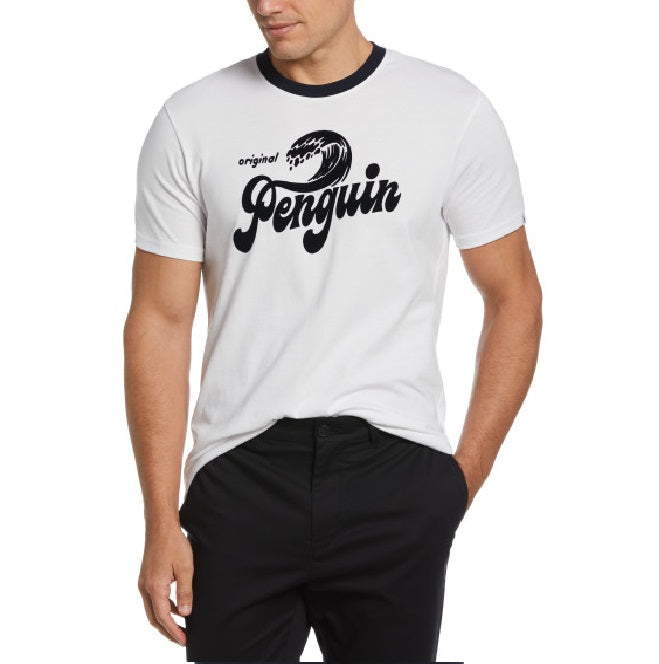 View Flocked Wave Ringer TShirt In Bright White information