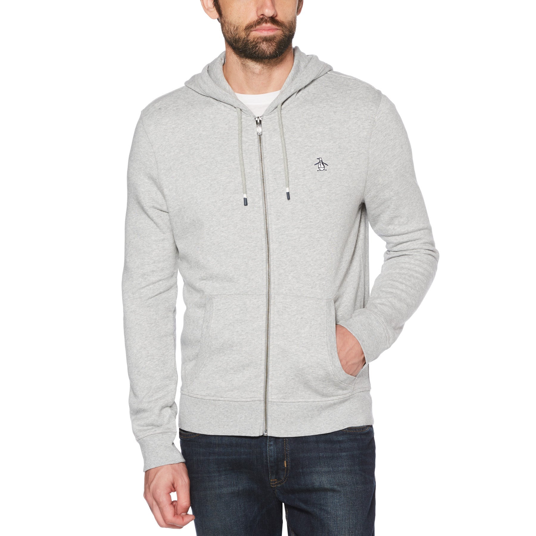 View Sticker Pete Organic Cotton Fleece Full Zip Hoodie In Rain Heather information