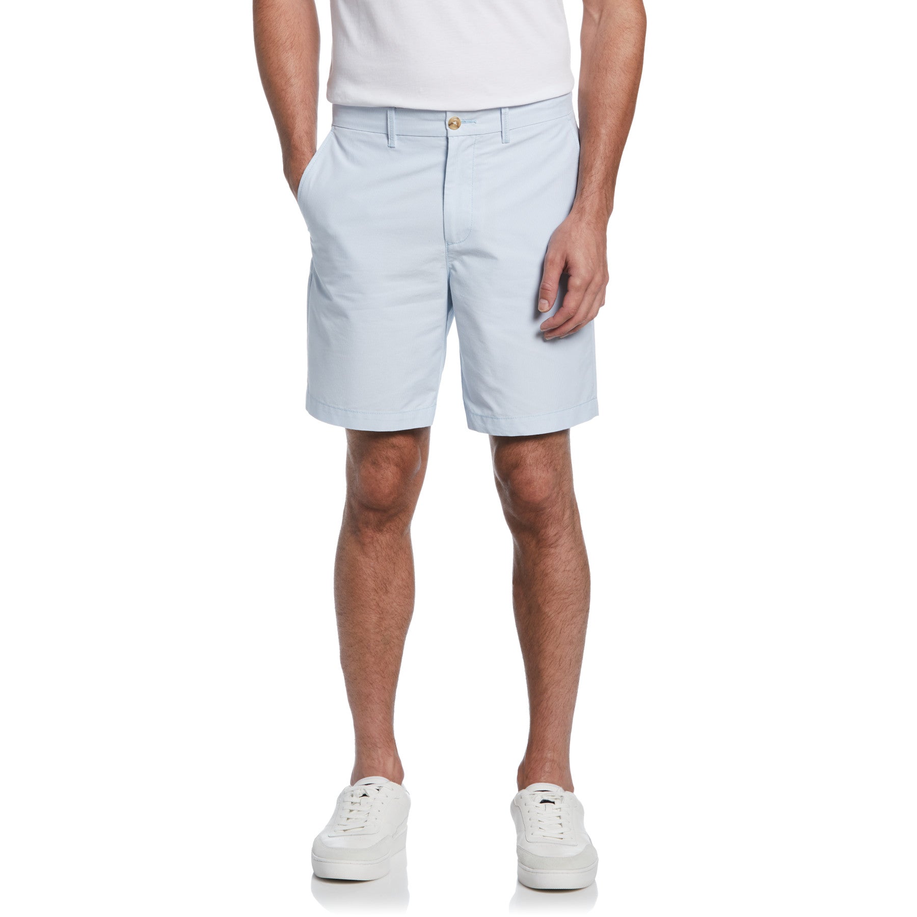 View Fine Stripe Solid Stretch Shorts In Cerulean information