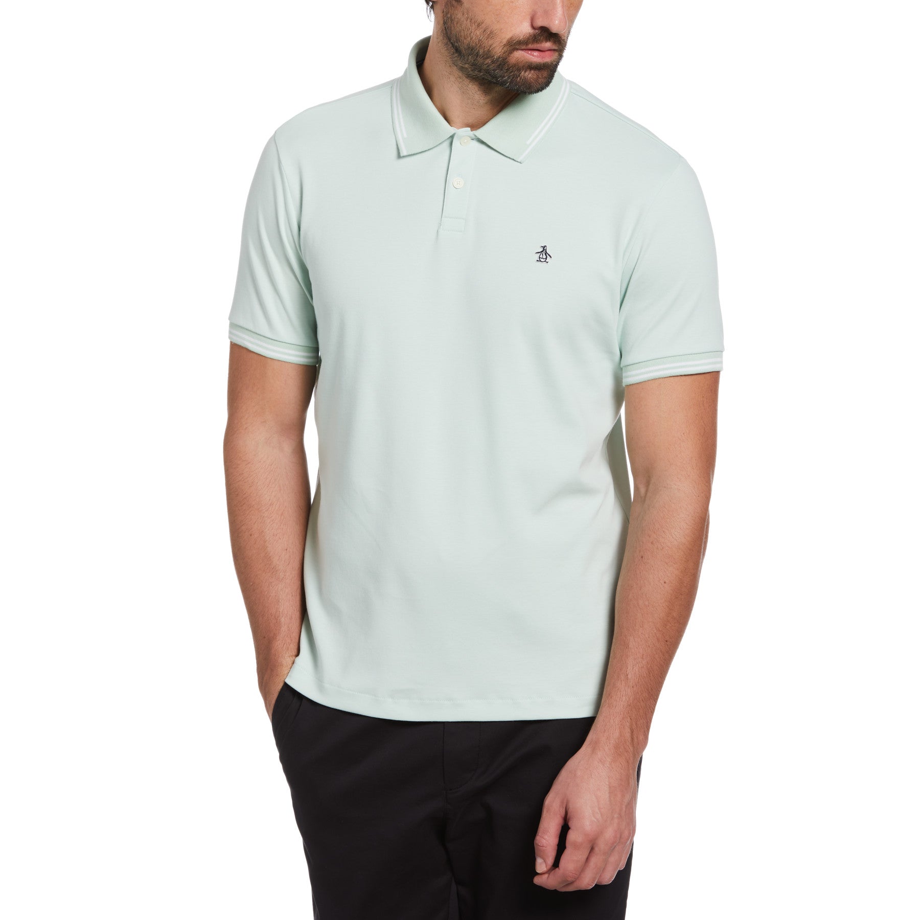View Sticker Pete Knit Polo Shirt In Surf Spray information