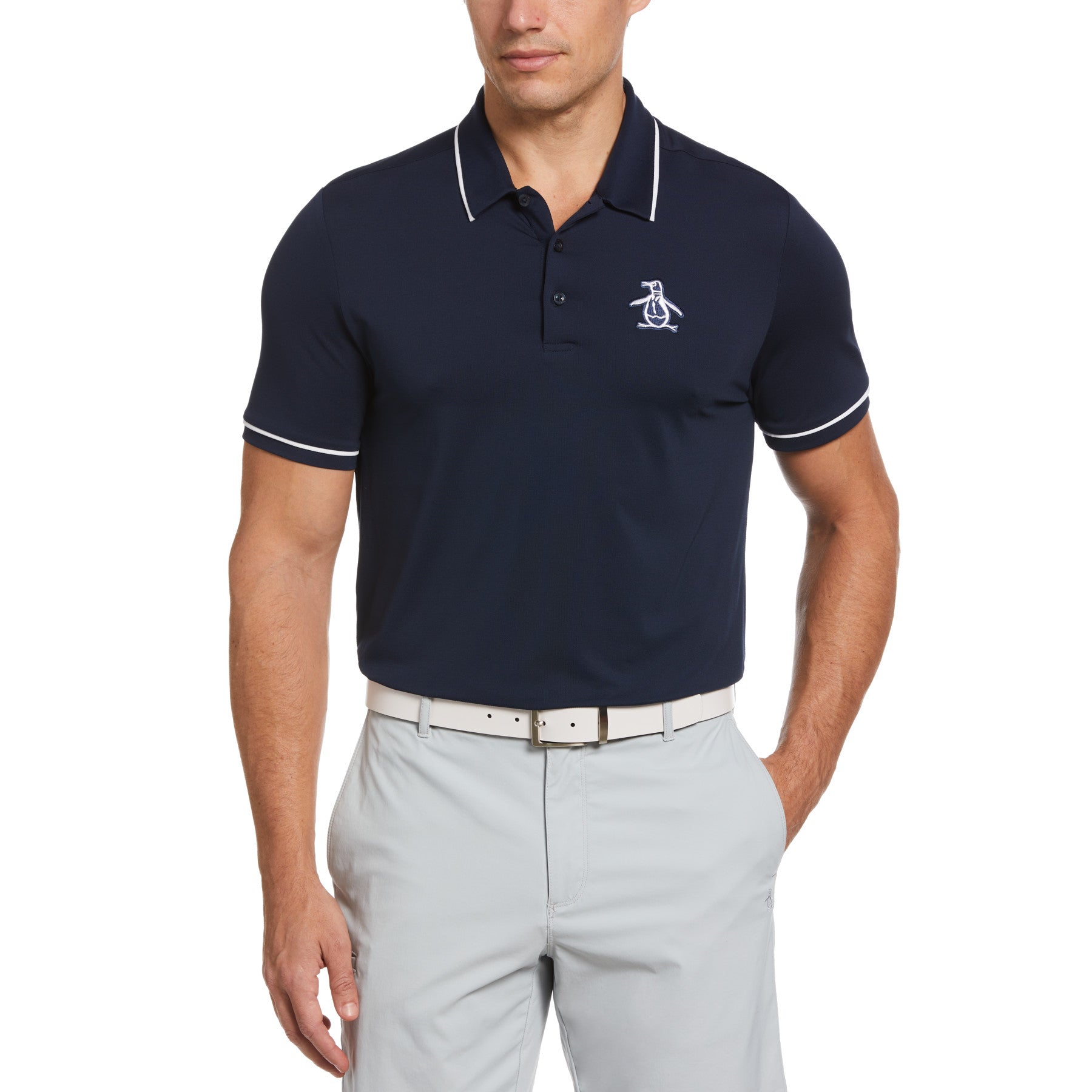 View Pete Tipped Golf Polo Shirt In Black Iris information