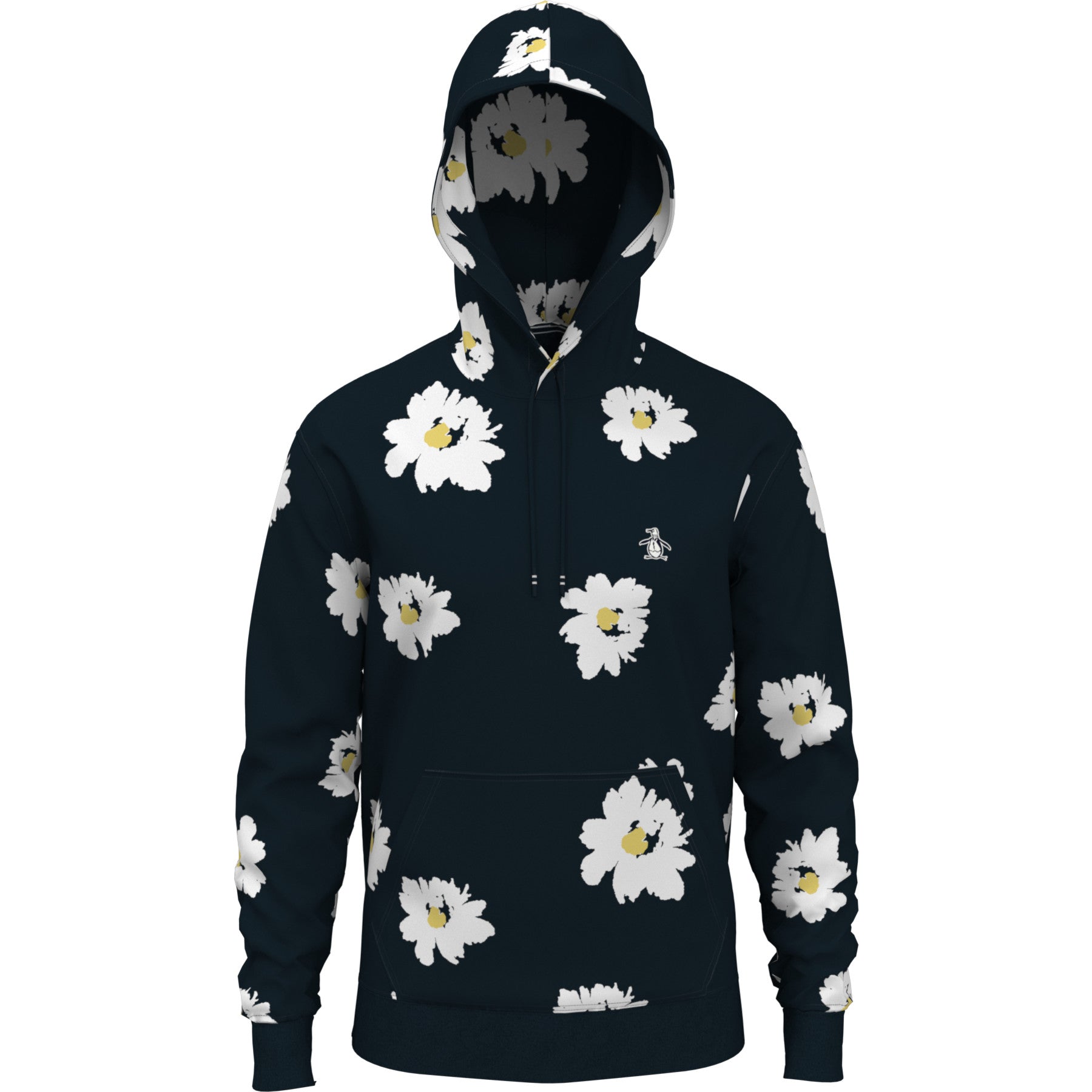 View Premium Daisy Print Fleece Hoodie In Dark Sapphire information