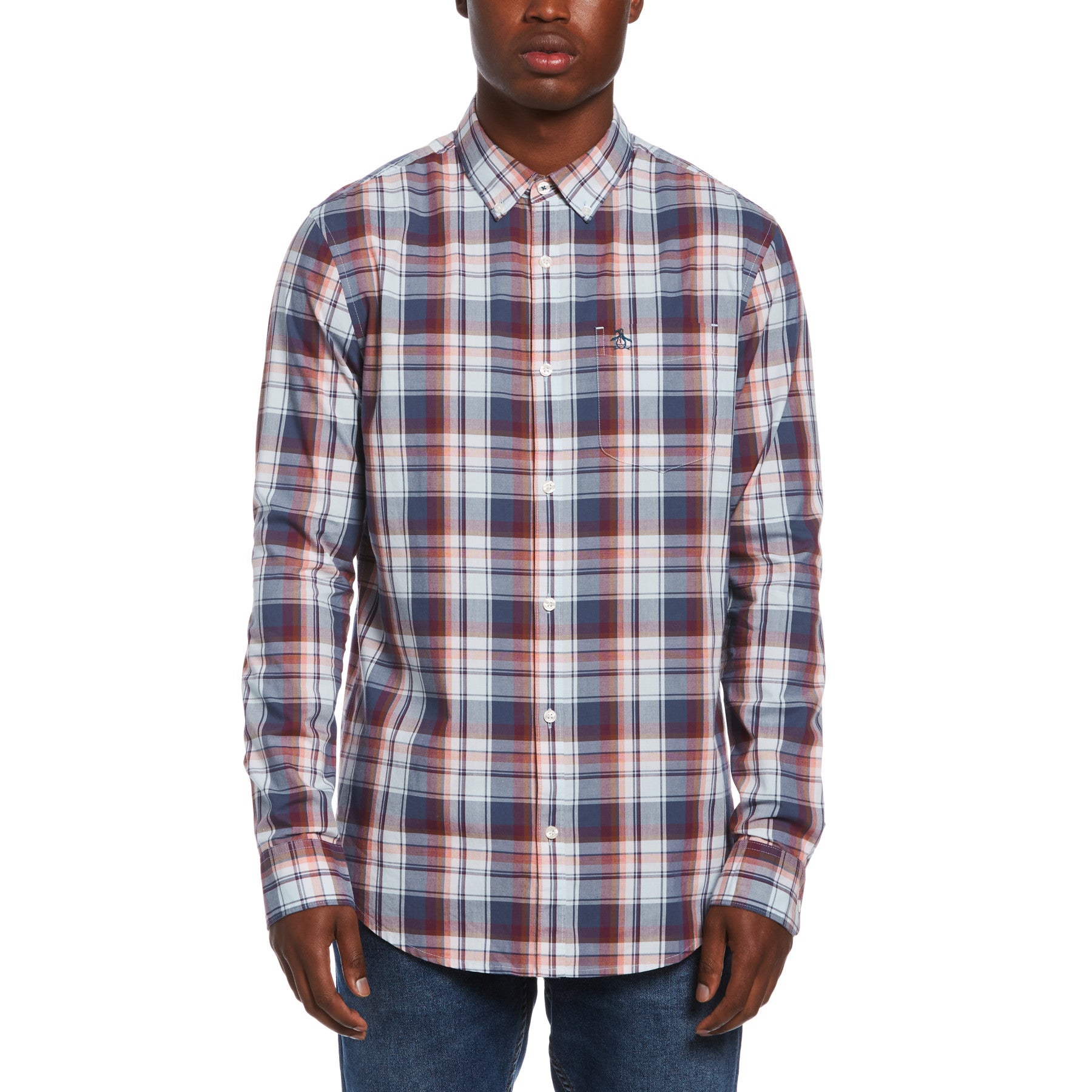 View Jaspe Plaid Shirt In Blue Coral information
