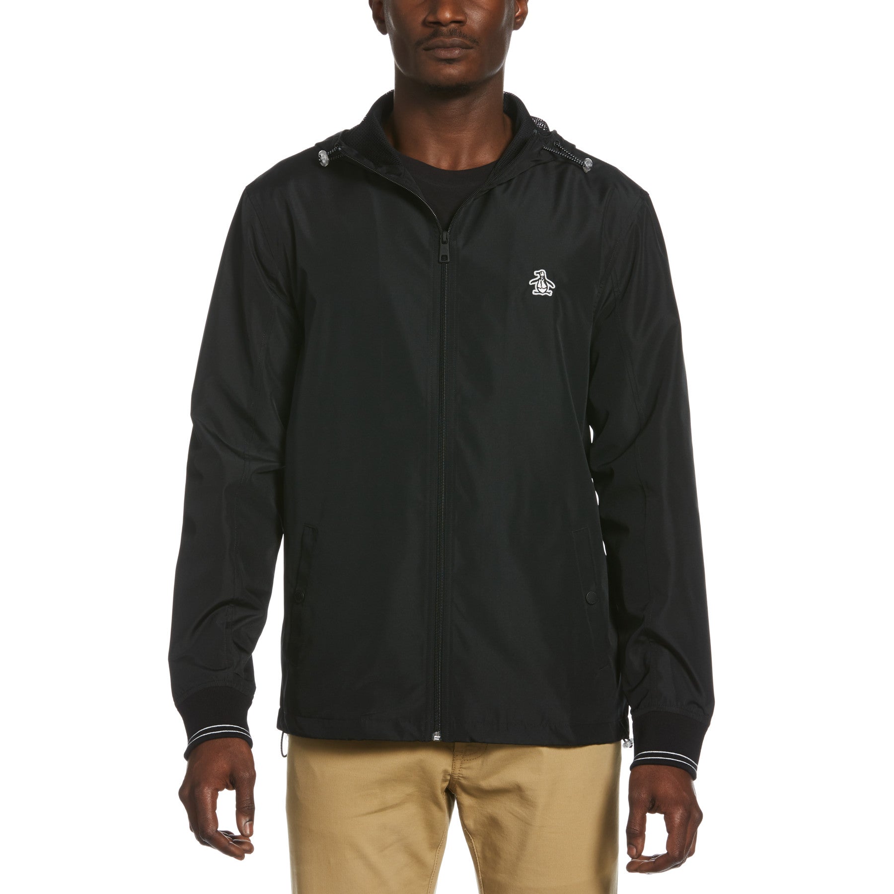 View Original Penguin Hooded Ratner Jacket In True Black Black Mens information