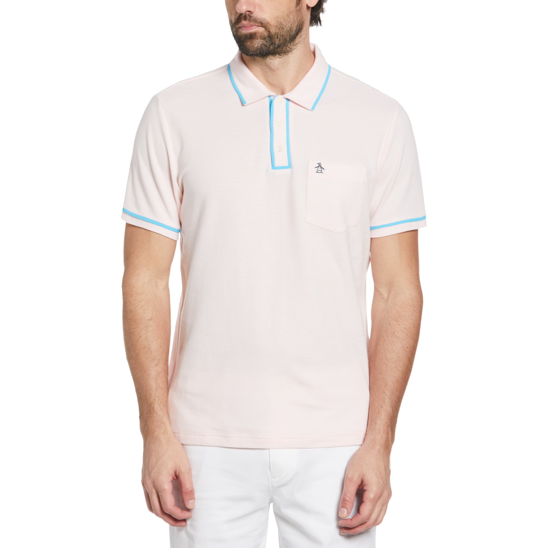 View Earl Organic Cotton Polo Shirt In Pink Dogwood information