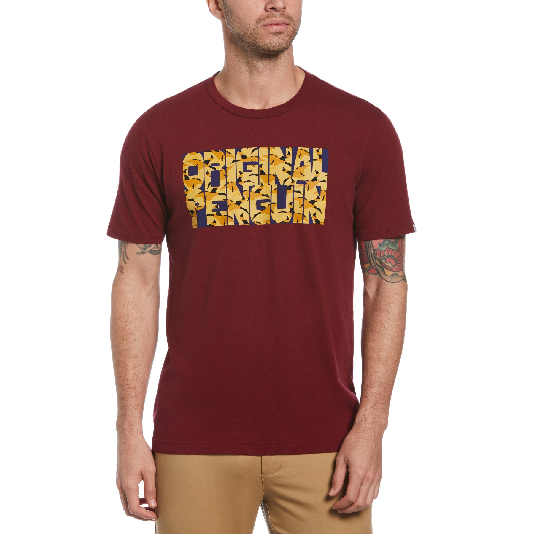 View Vintage Duck Fill Logo Organic Cotton TShirt In Cabernet information