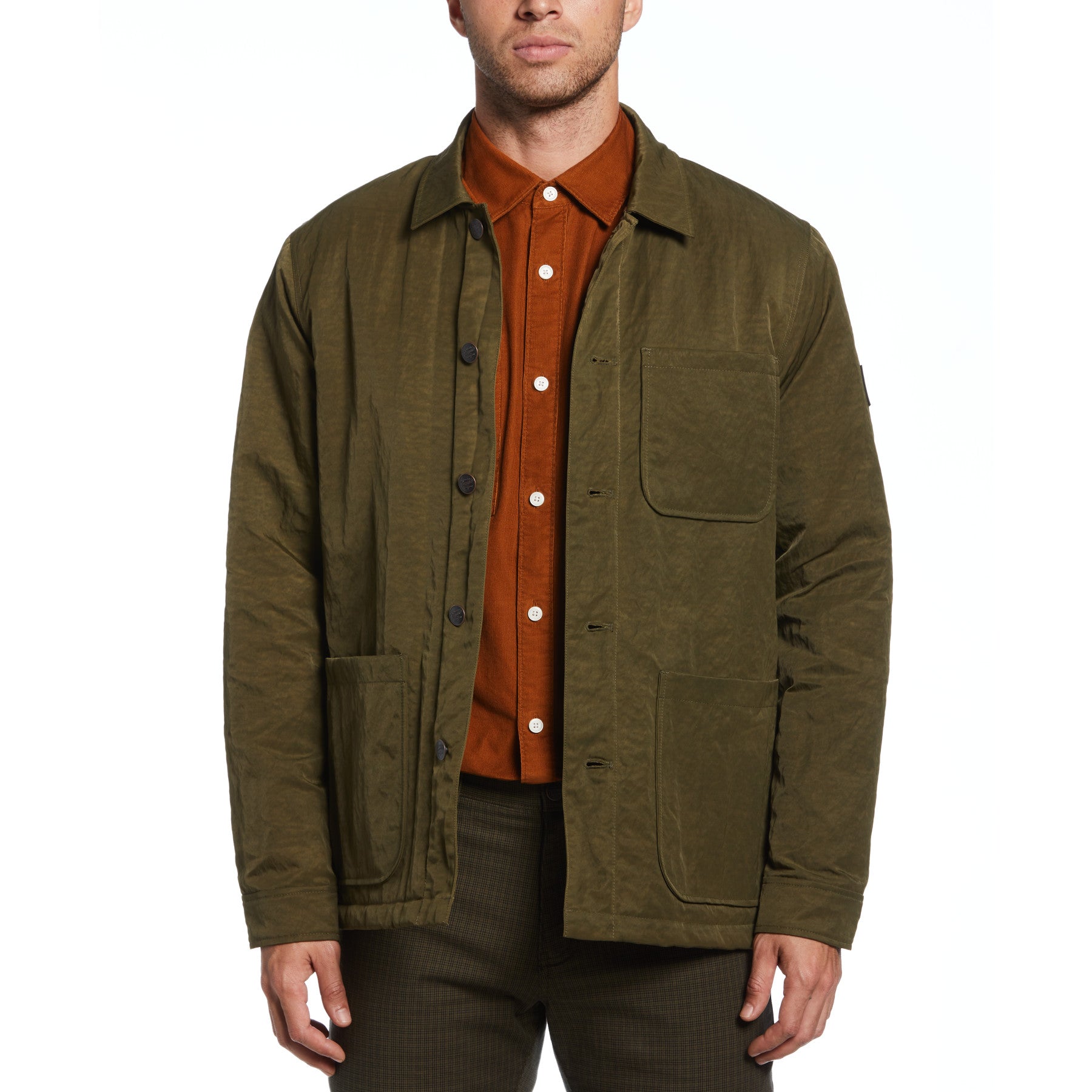 View Sherpa Lined Wax Jacket In Dark Olive information