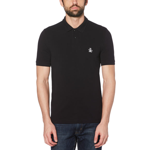 black ribbed polo shirt