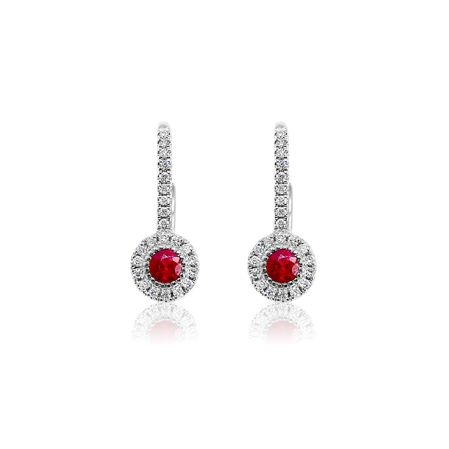 Ruby and Diamond Halo Huggies – San Antonio Jewelry