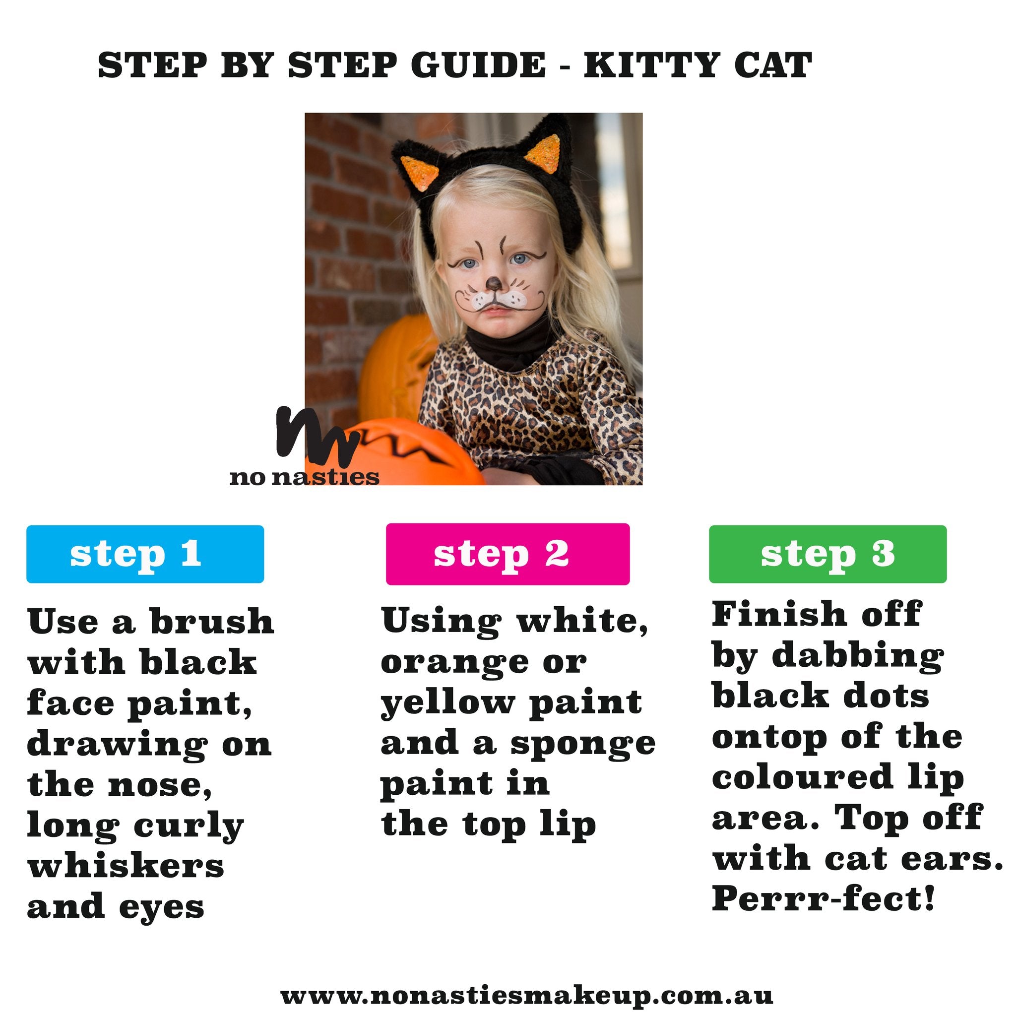 childrens face painting guides - cat